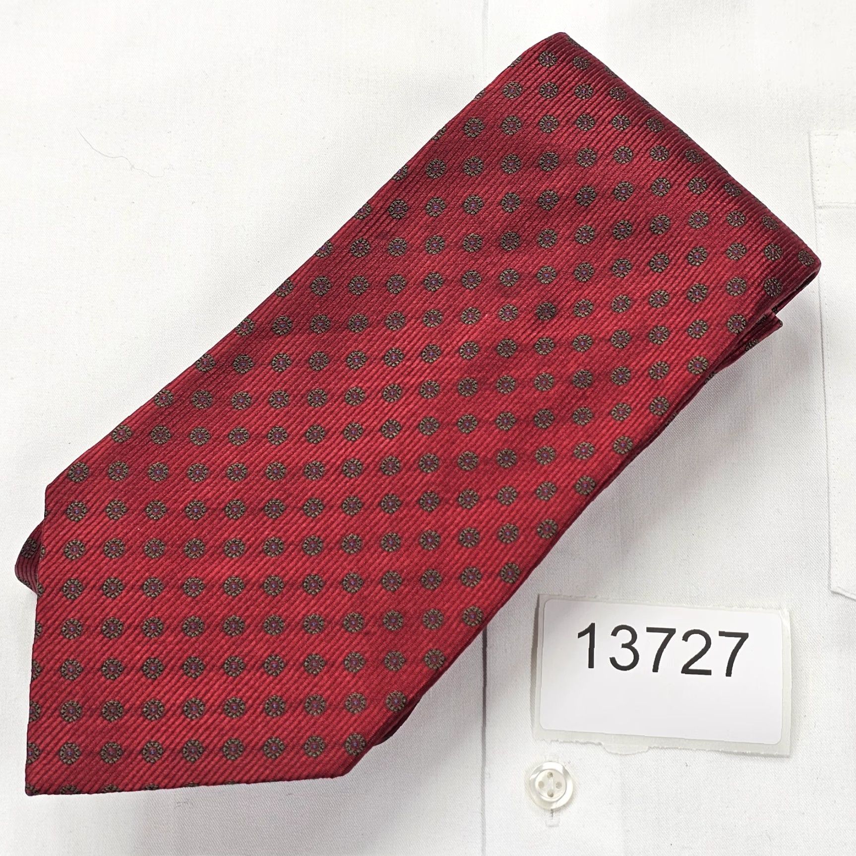 Vintage VINTAGE JZ RICHARDS Necktie Men's Red Silk Tie Geometric Circles 60"X4" Designer Tie Businessmen Style Mens Size ONE SIZE - 8 Thumbnail