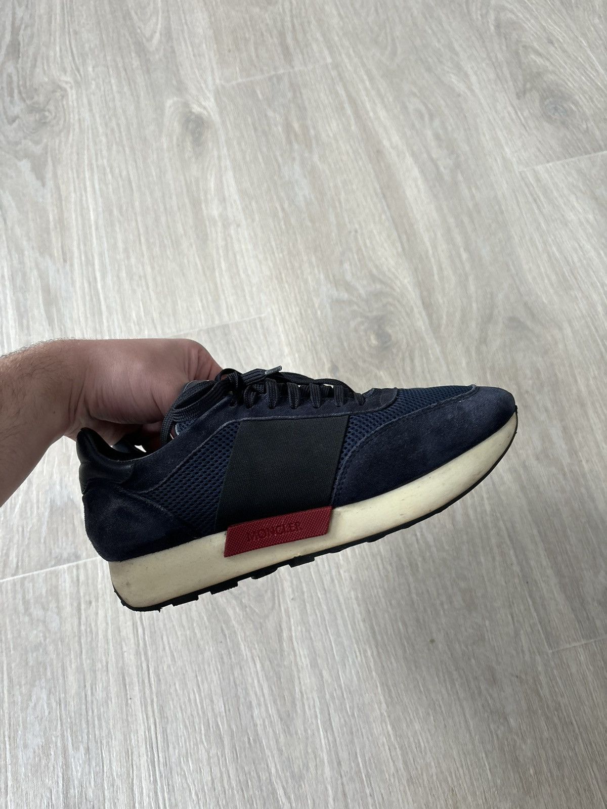 image of Moncler 'horace' Suede & Mesh Trainers Navy Shoes in Blue, Men's (Size 9)