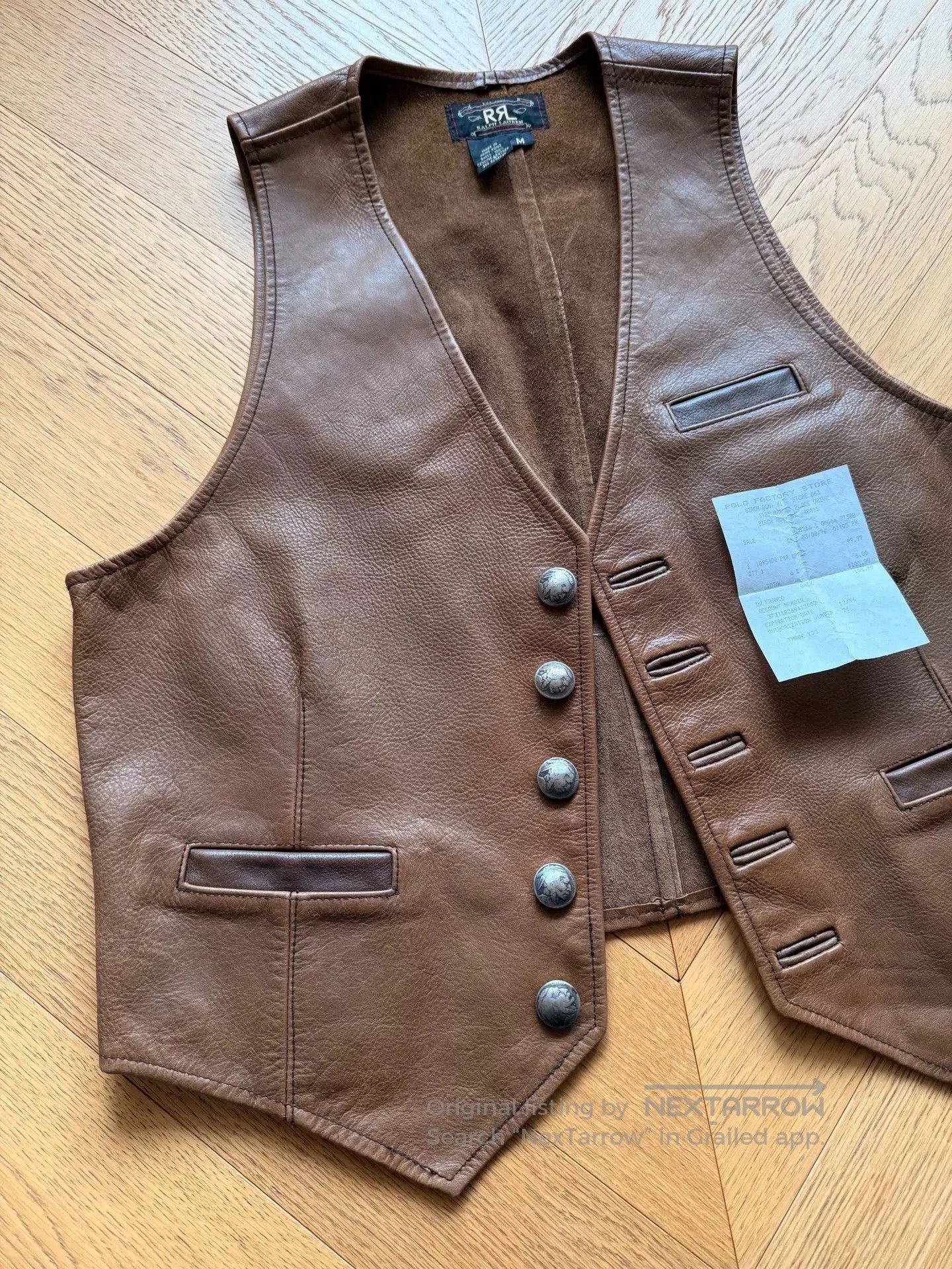 RRL Ralph Lauren RRL Vintage Brown Leather Vest for Men. Size US M / EU 48-50 / 2 - 2 Thumbnail