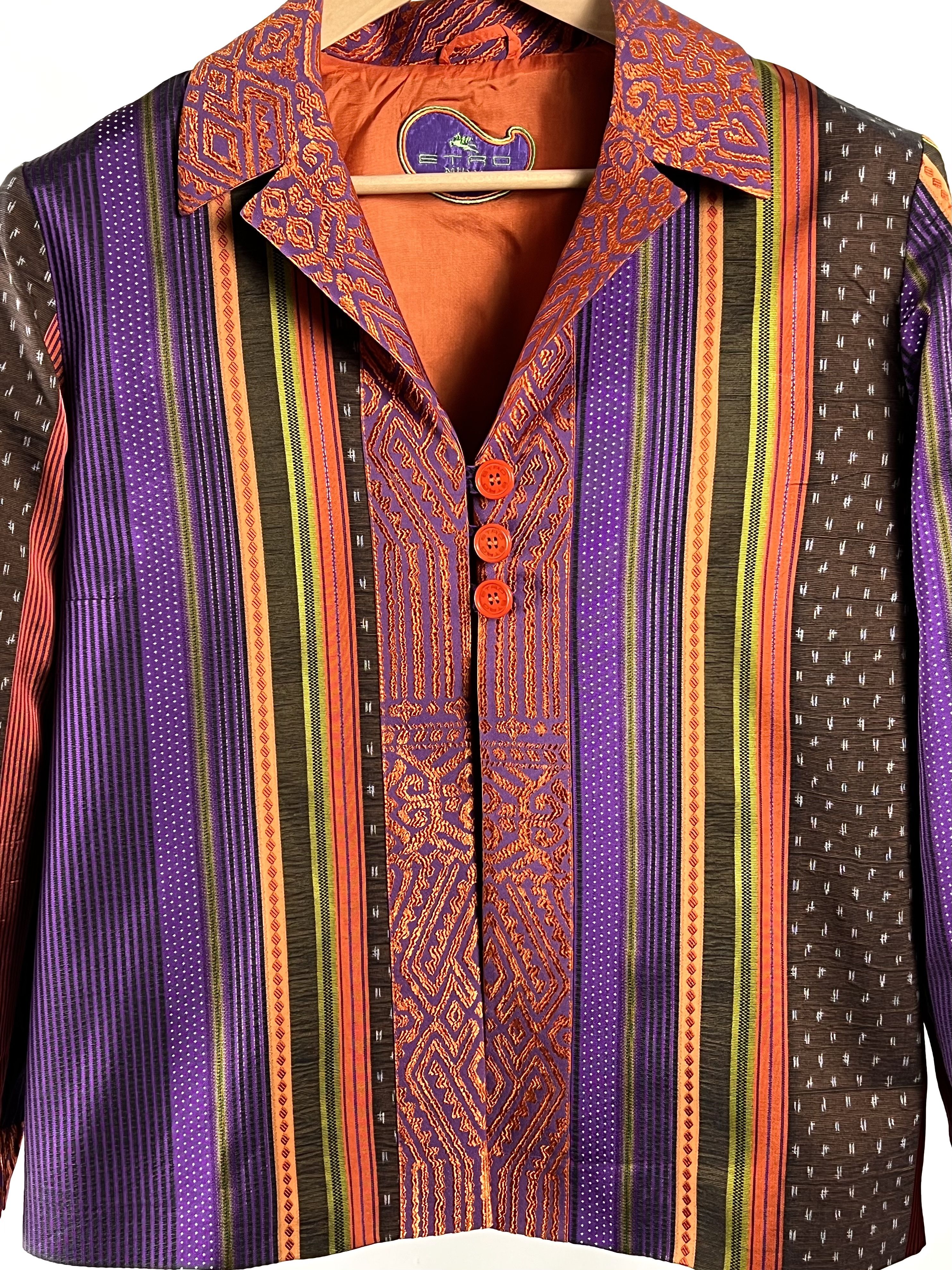Etro Etro Striped Silk Multicolor Light Jacket Blazer Size M / US 6-8 / IT 42-44 - 9 Thumbnail