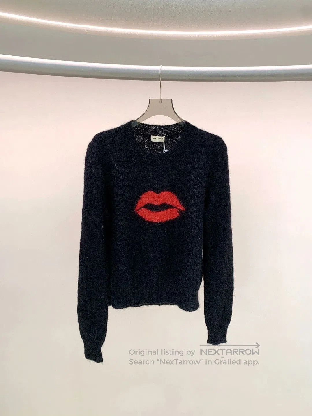 Saint Laurent Paris Saint Laurent Red Lip Blue Sweater. Size S / US 4 / IT 40 - 1 Thumbnail