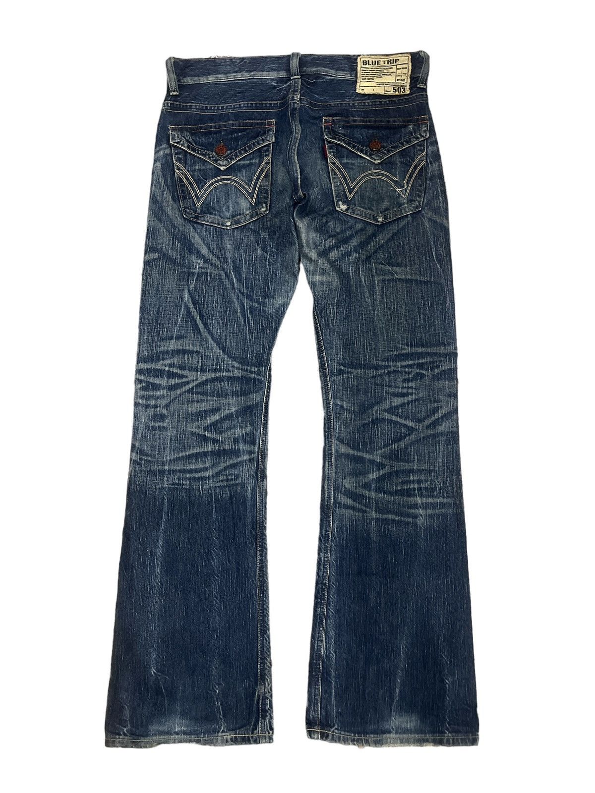 Japanese Brand FLARED🔥EDWIN 503 DISTRESSED DENI PANT Size US 34 / EU 50 - 6 Thumbnail