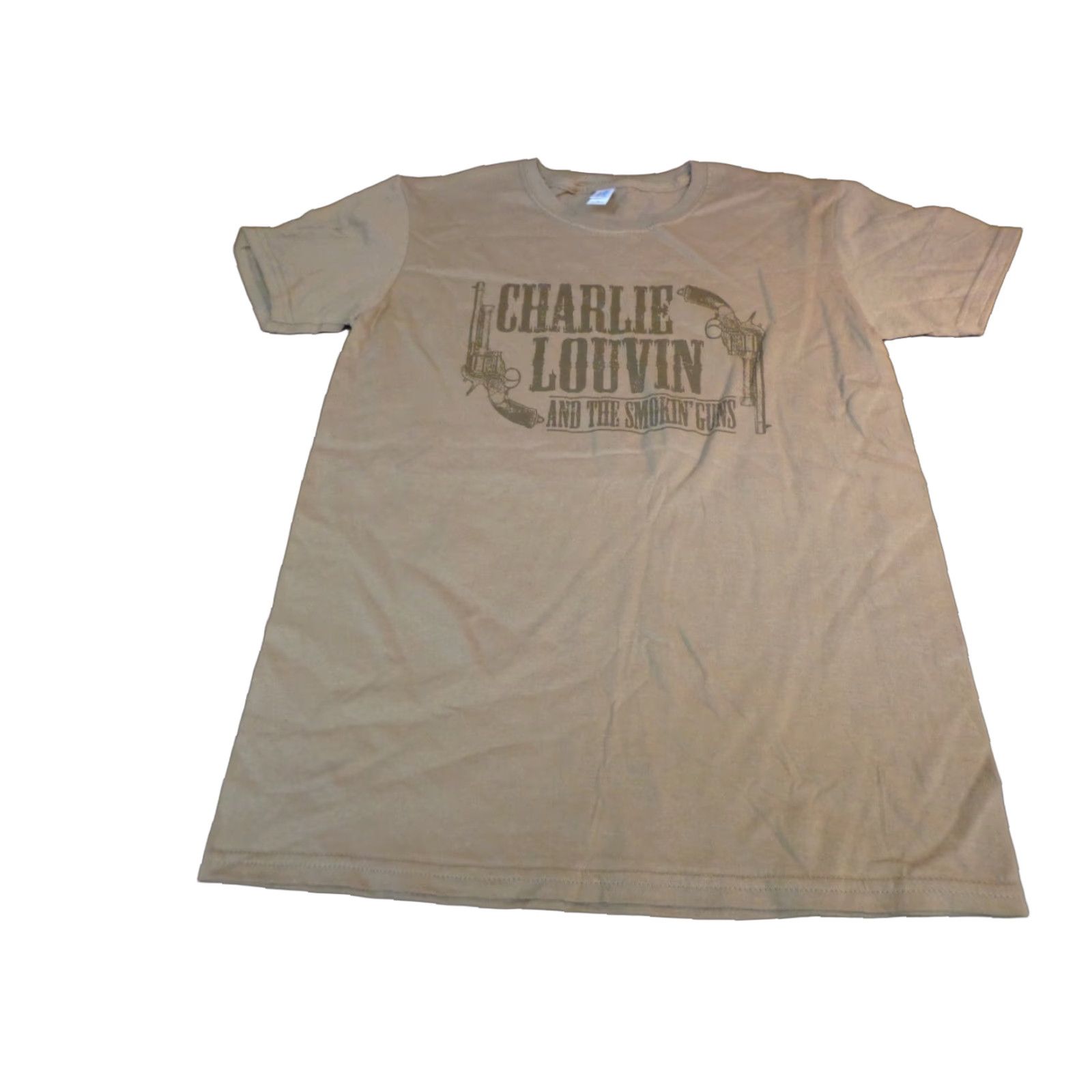 Gildan Charlie Louvin & The Smokin' Guns T-Shirt Small Brown Tee S Mens Graphic Tee Brown T-Shirt 90s? Size US S / EU 44-46 / 1 - 1 Thumbnail