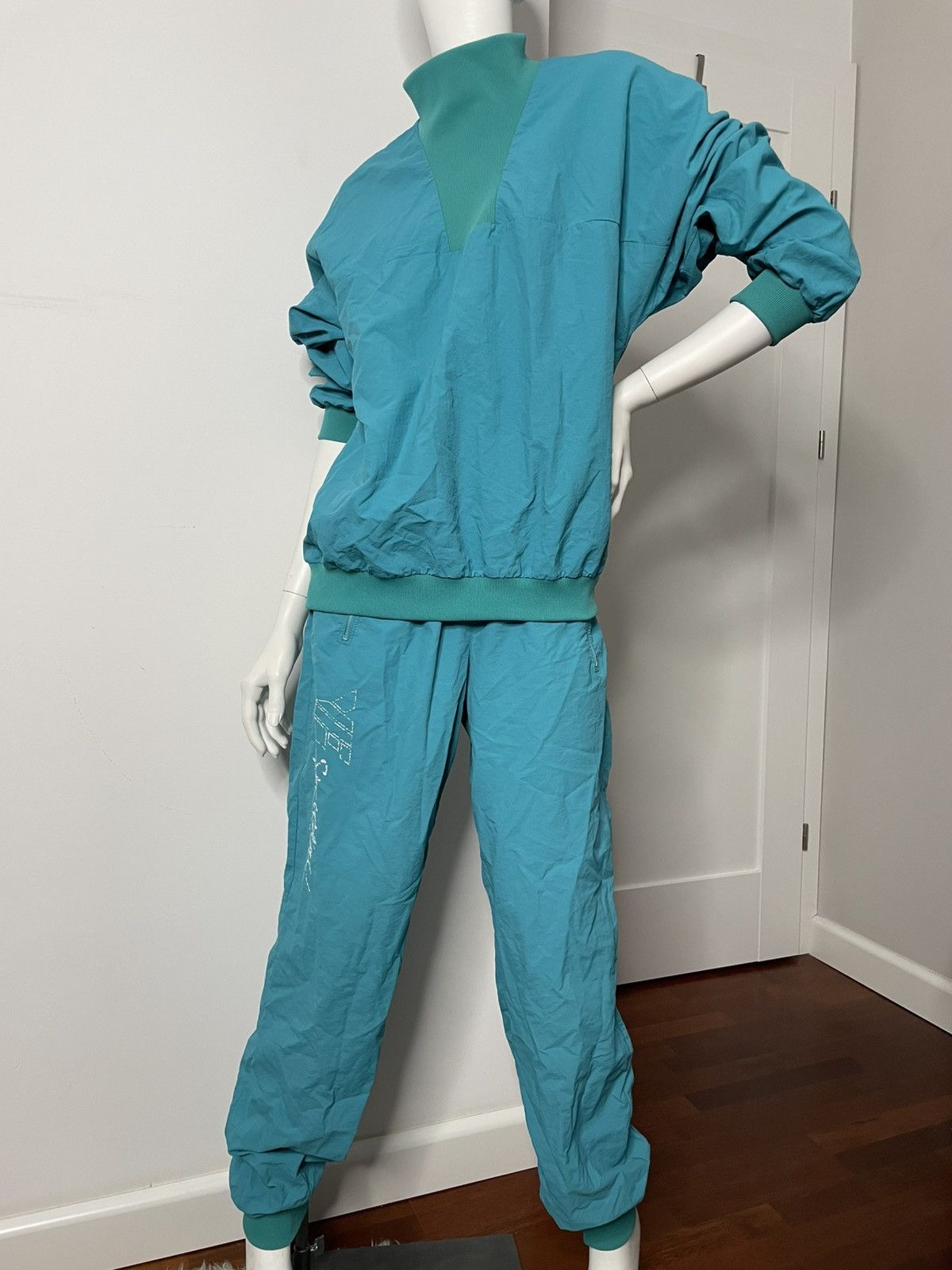 Vintage Vintage plain turquoise tracksuits street wear y2k Size 32" / US 10 / IT 46 - 2 Thumbnail