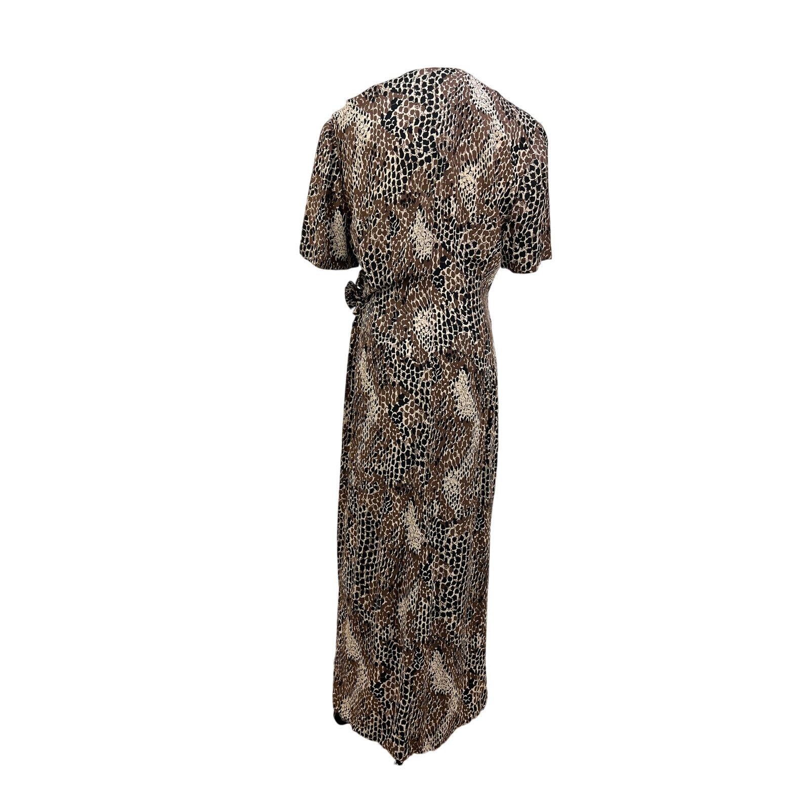Adrianna Papell Adrianna Papell Silk Snake Print Midi Dress Brown Size L / US 10 / IT 46 - 9 Thumbnail