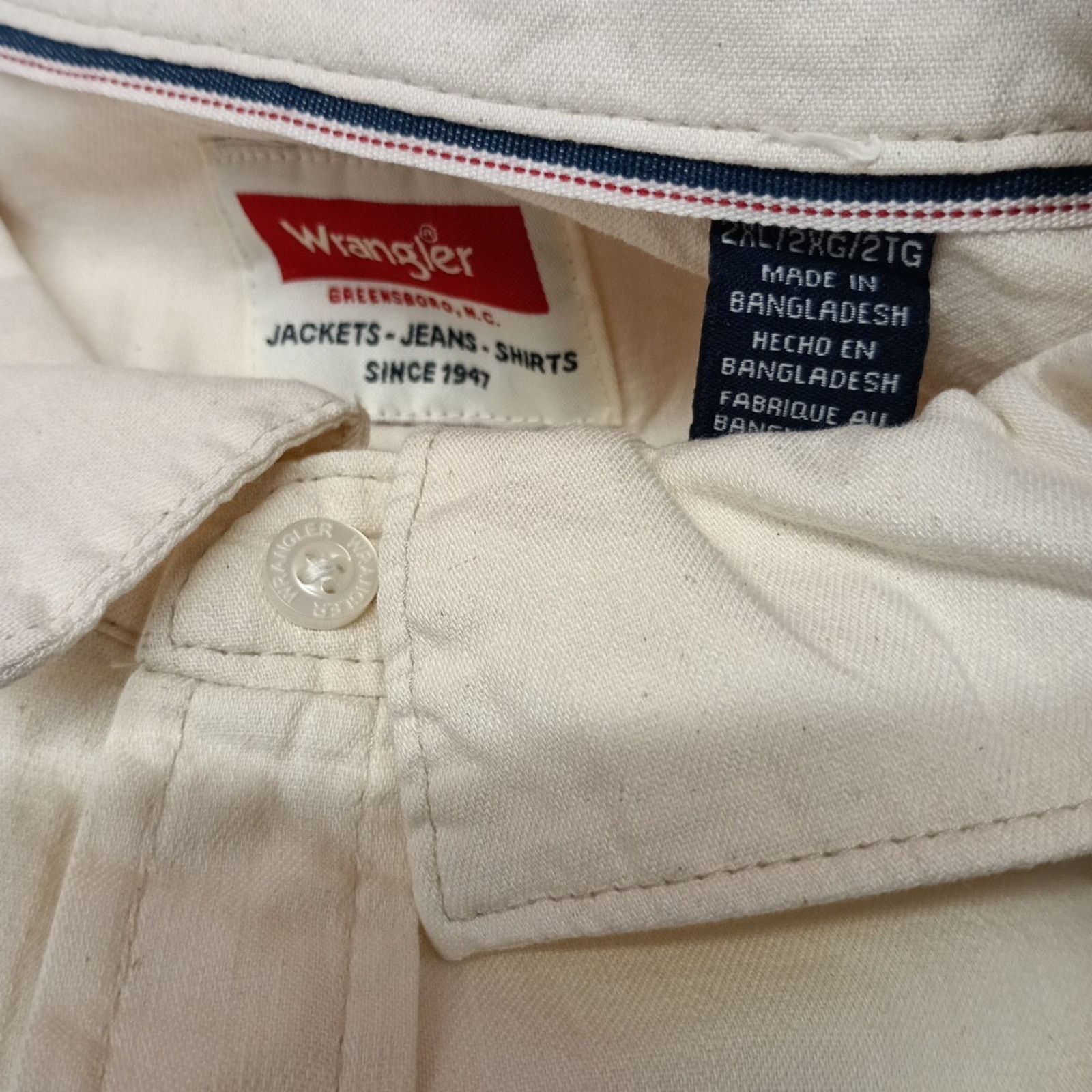 Wrangler Wrangler Snap Woven Shirt Men's 2XL XXL Cowboy Wash Beige Size US XXL / EU 58 / 5 - 4 Thumbnail