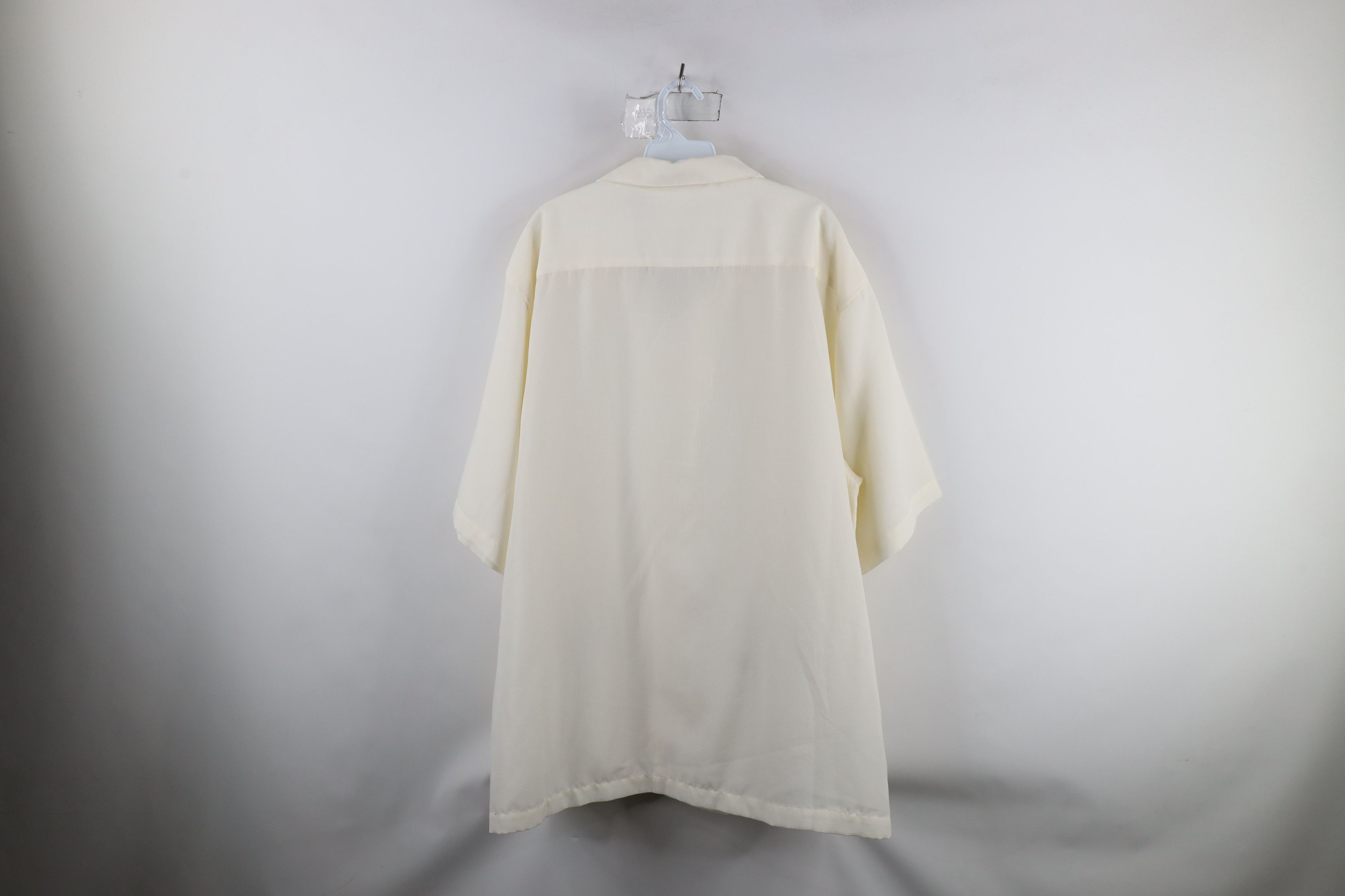 Vintage Vintage 90s Rockabilly Leaf Looped Collar Button Shirt Cream Size US XXL / EU 58 / 5 - 8 Thumbnail