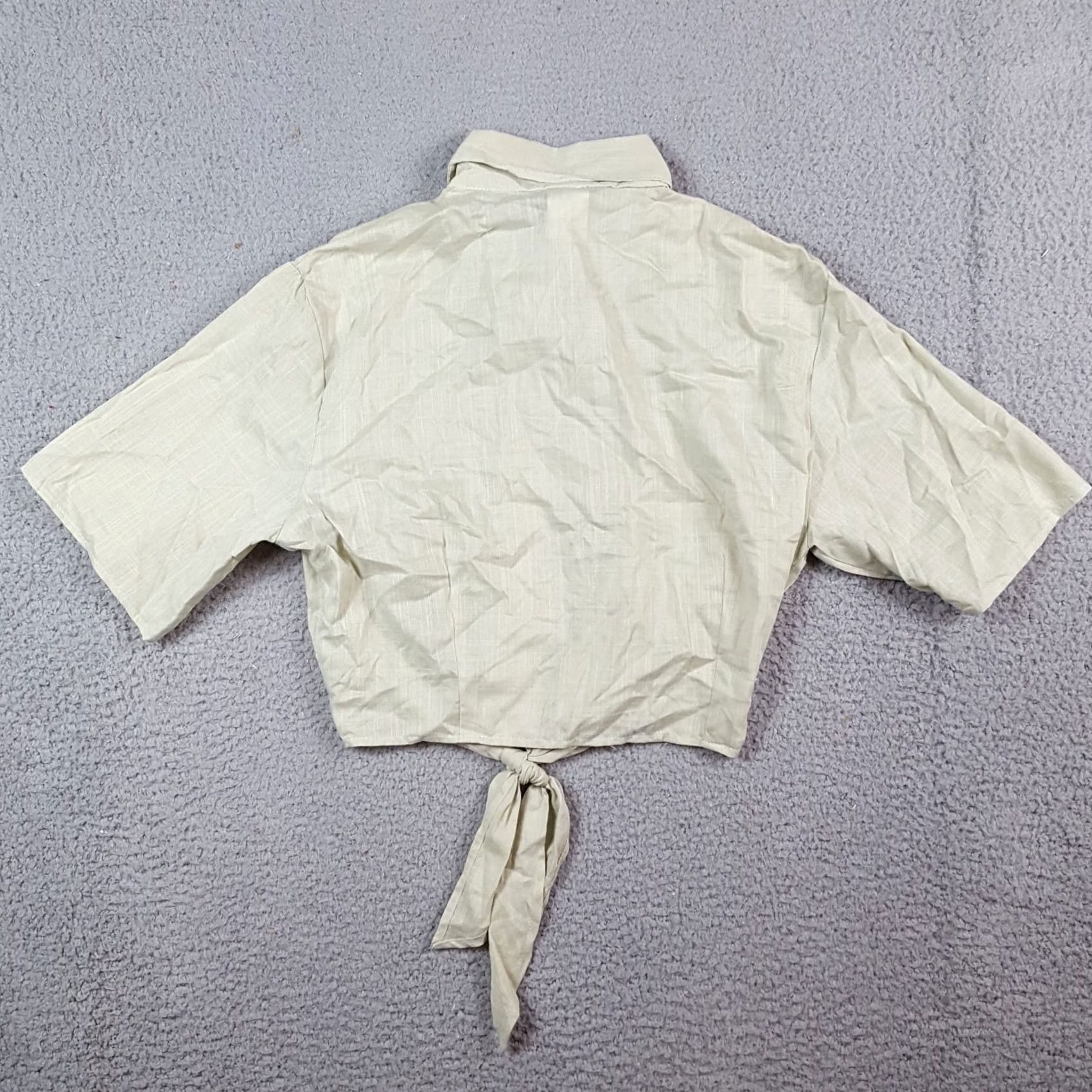 Vintage VINTAGE Y2K Green Linen Tie Front Women's Size M Preppy Summer Button Up Shirt Size M / US 6-8 / IT 42-44 - 5 Thumbnail