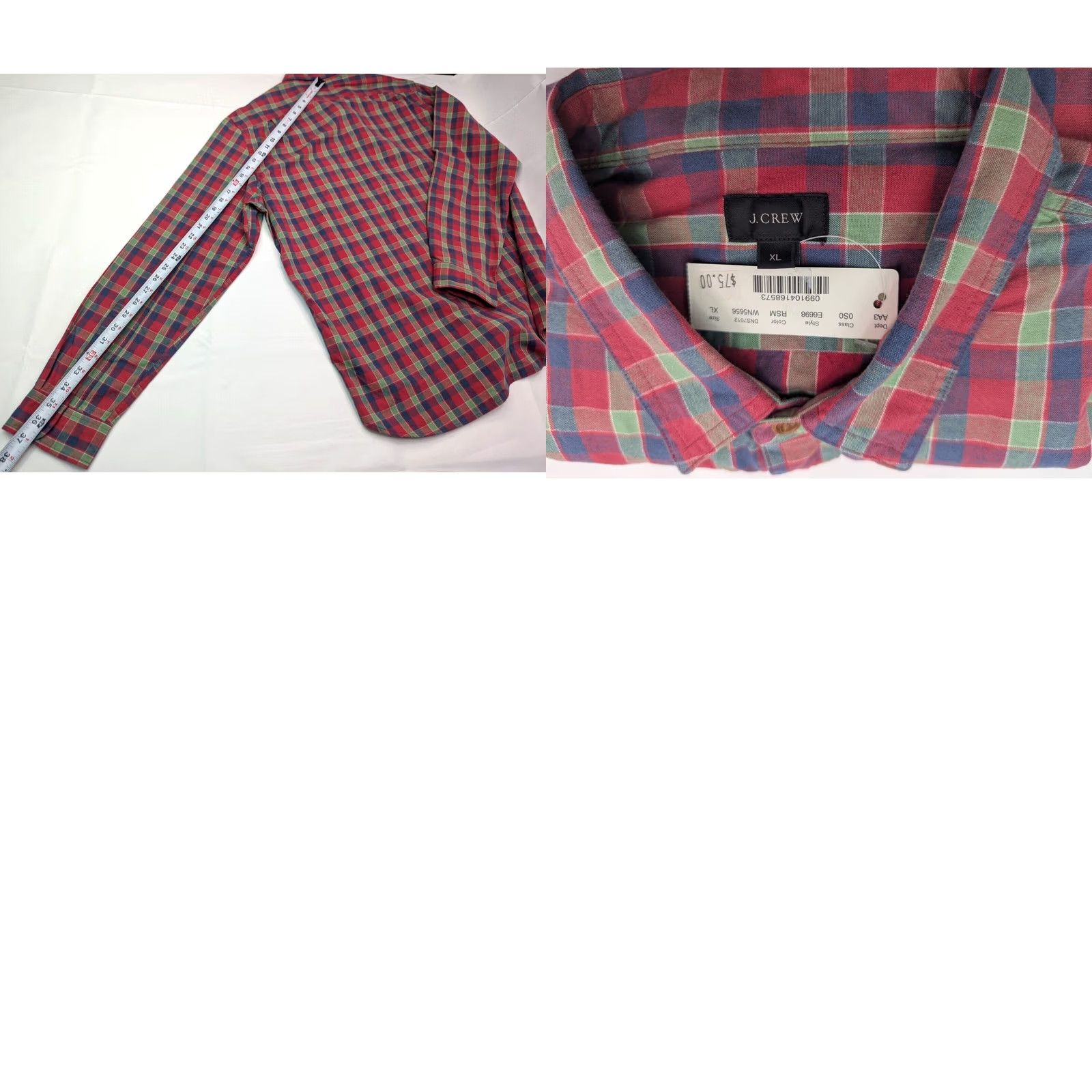 J.Crew J.CREW Button-Down Plaid Shirt XL Men Red Green Cotton Lightweight E6698 Size US XL / EU 56 / 4 - 9 Thumbnail