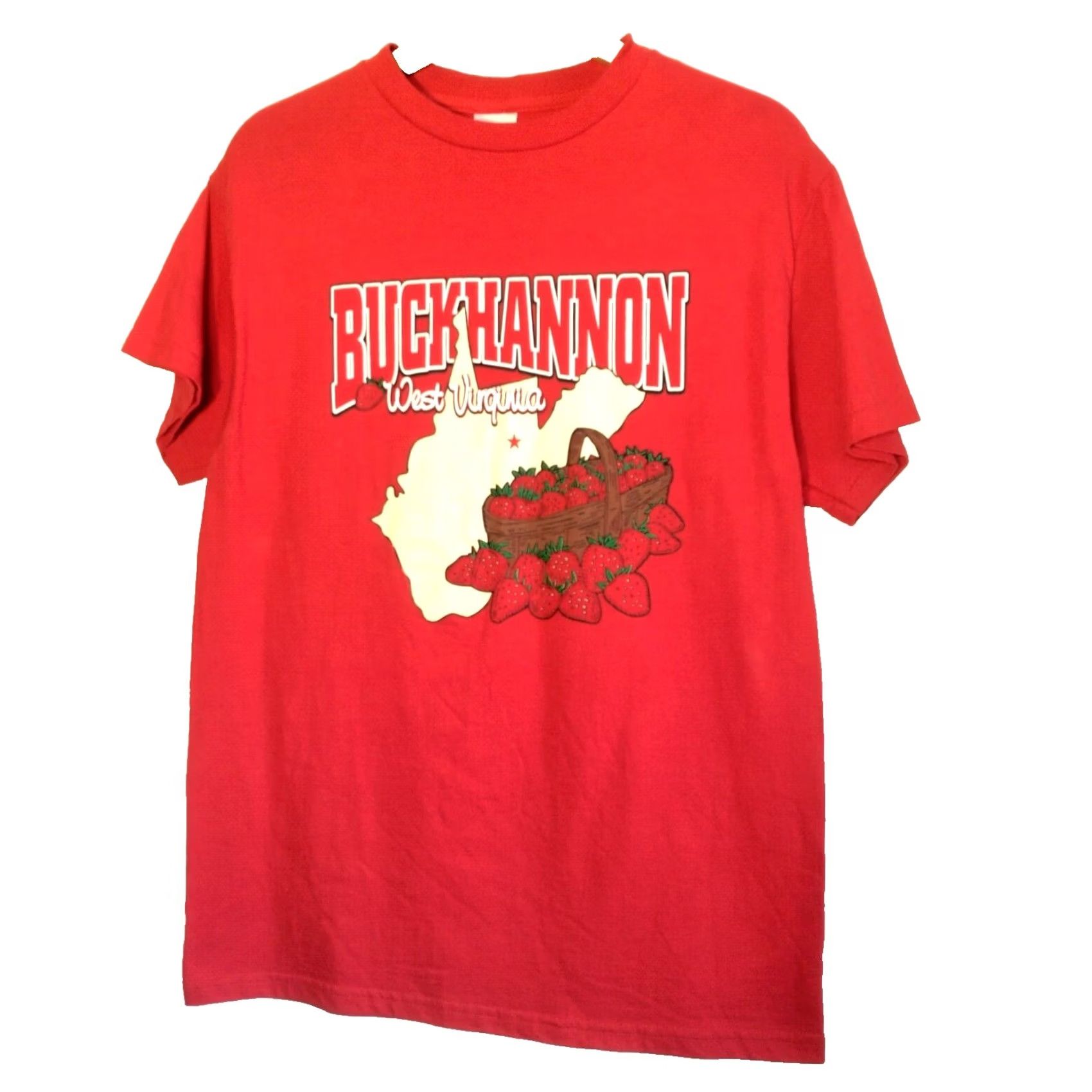 Vintage Buckhannon West Virginia Shirt Medium Red Strawberry Farm Fruit WV T-Shirt Man Crew Neck Short Sleeve 100% Cotton Regular Size Mxs? Size US M / EU 48-50 / 2 - 2 Thumbnail