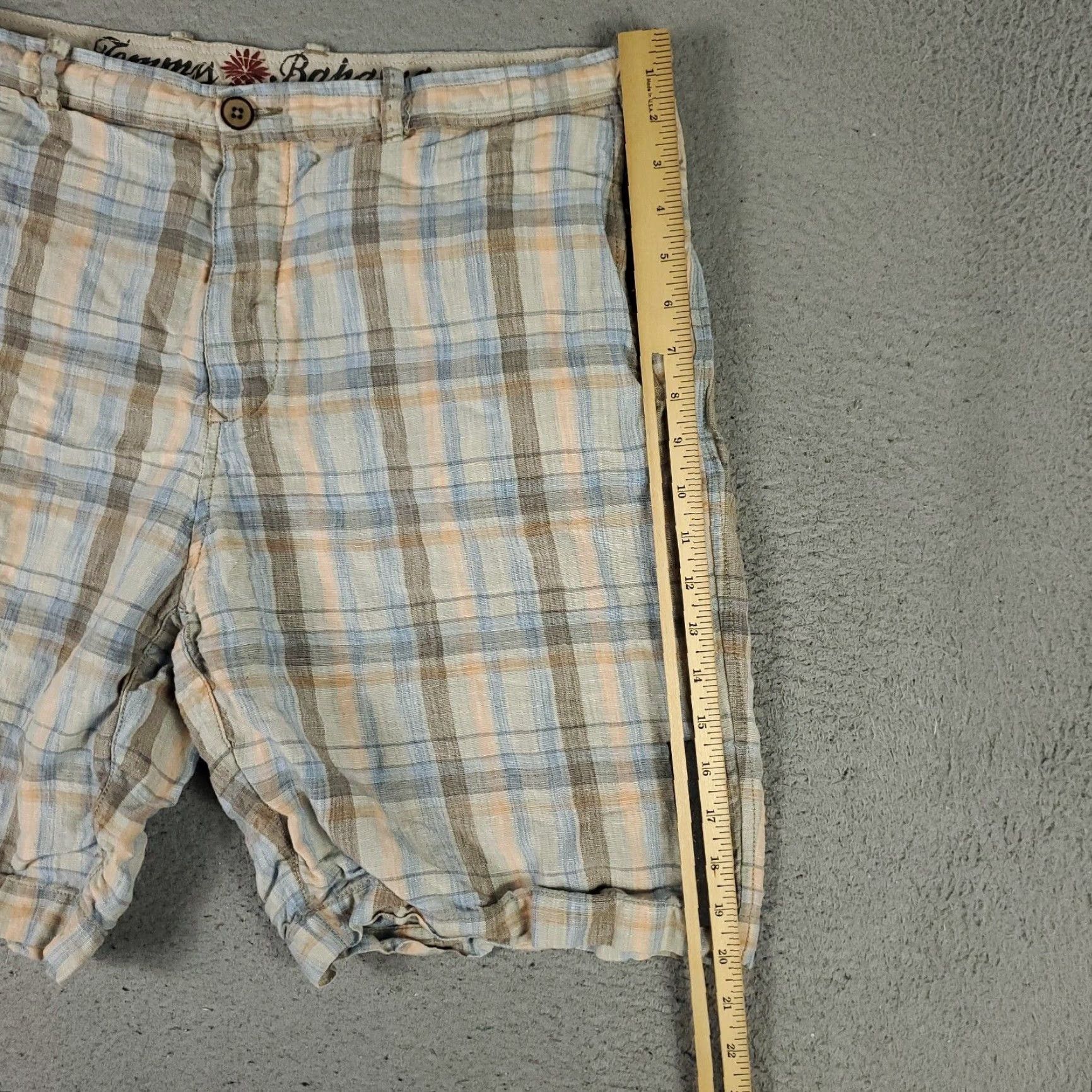 Tommy Bahama VINTAGE Tommy Bahama Men's Shorts Size 38 Linen Plaid Flat Front Casual Chino Blue Size US 38 / EU 54 - 5 Thumbnail