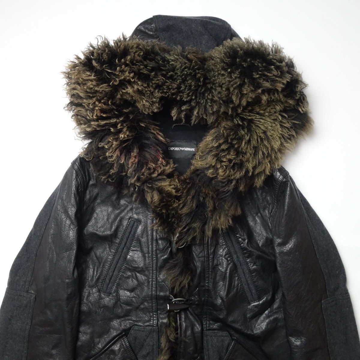 Emporio Armani FW2008 EMPORIO ARMANI Buffalo Fur Leather × Wool Long Jacket Size US M / EU 48-50 / 2 - 4 Thumbnail