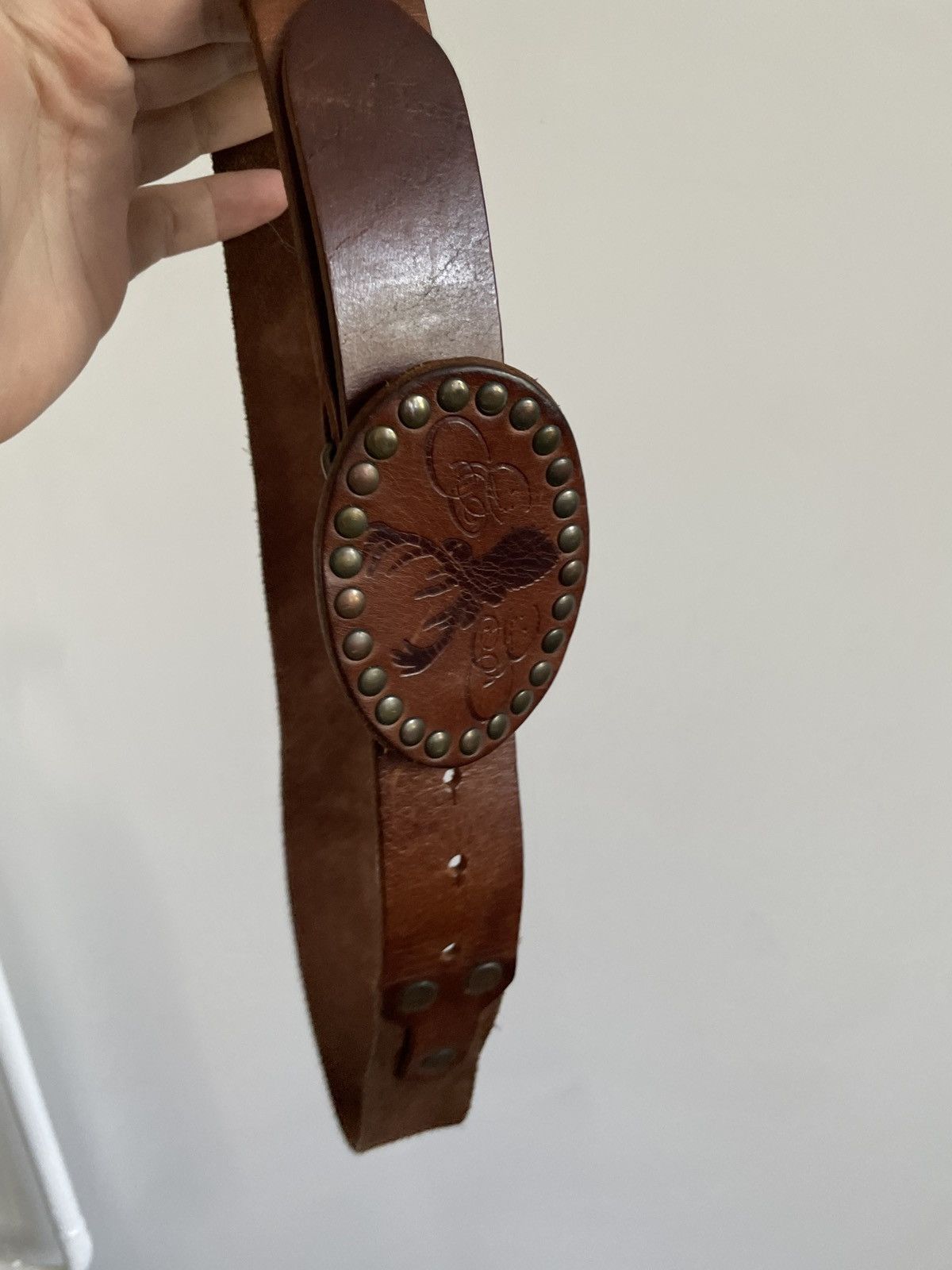 Leather Vintage Leather belt Size 32 - 3 Thumbnail
