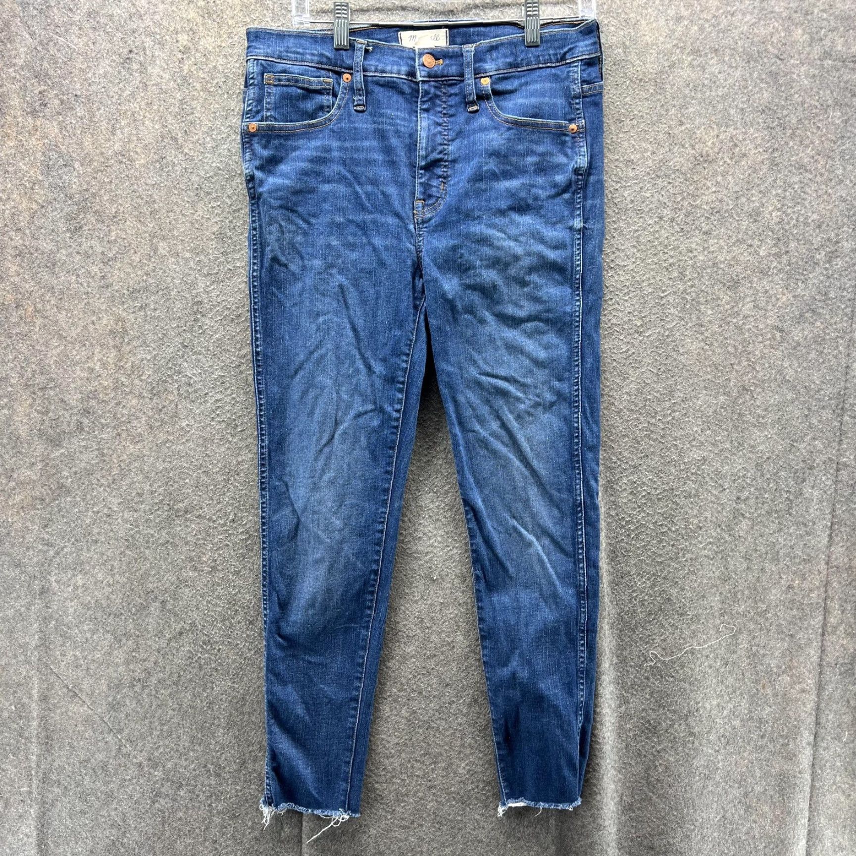 Madewell Madewell Jeans Womens 31 Blue Raw Hem Stretch Denim Ankle 9" High-Rise Skinny Size 24" / US 00 / IT 34 - 2 Thumbnail