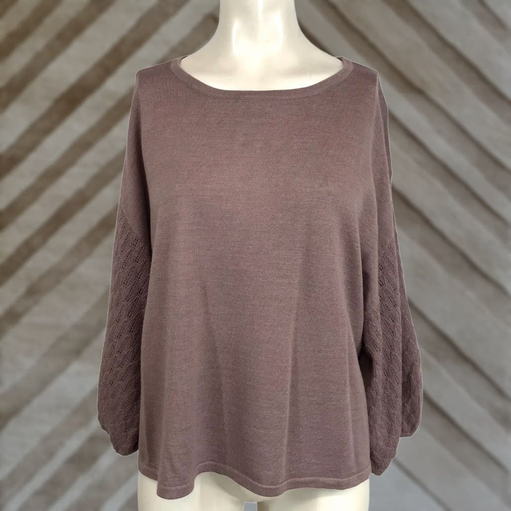 Vintage Garnet Hill Womens Small MAUVE Merino Wool Pullover Sweater Round Neck Size S / US 4 / IT 40 - 1 Thumbnail