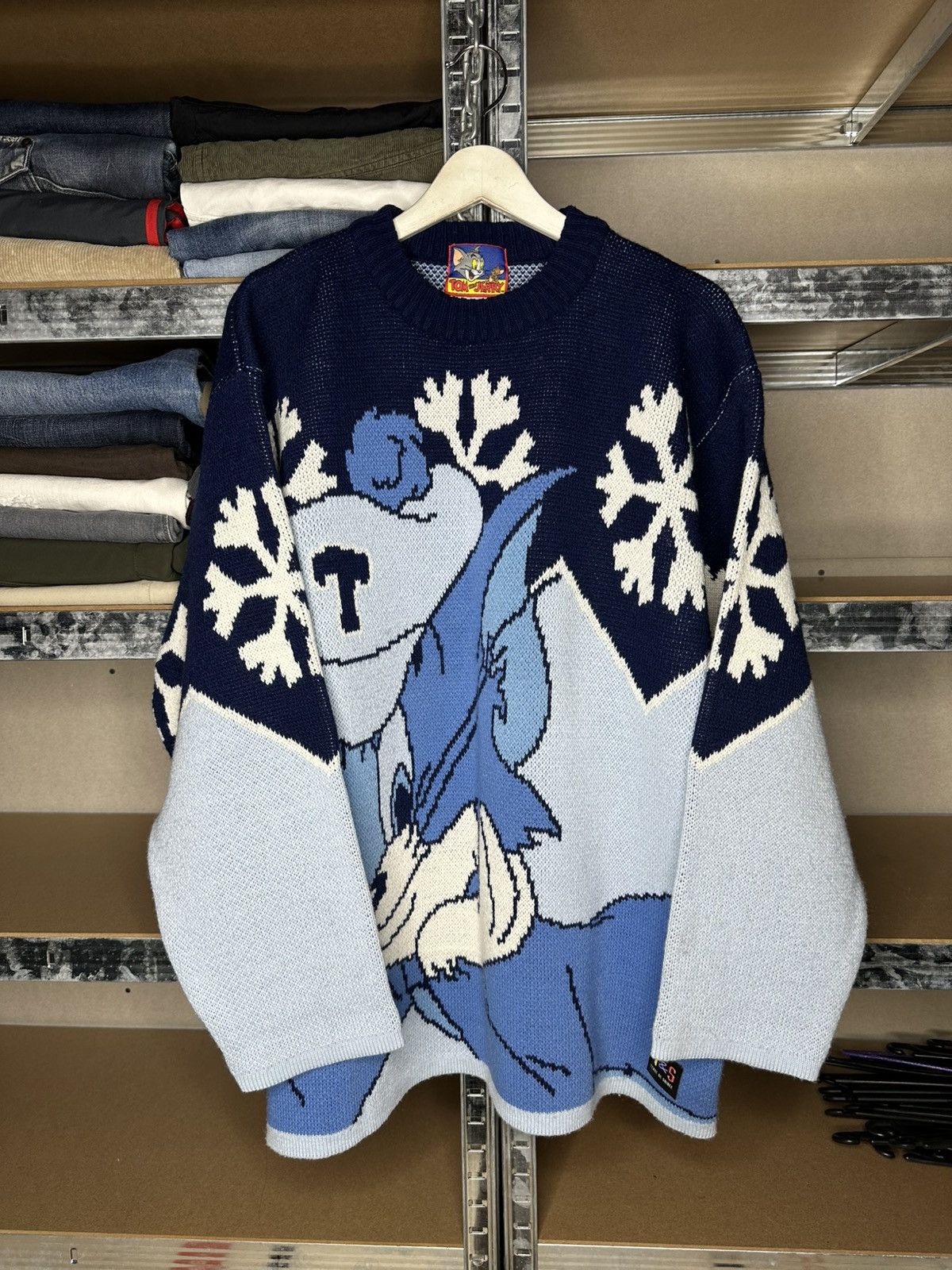 Cartoon Network 1998 Tom & Jerry Vintage Knit Sweater Big Cat Mouse Size US XXL / EU 58 / 5 - 2 Thumbnail