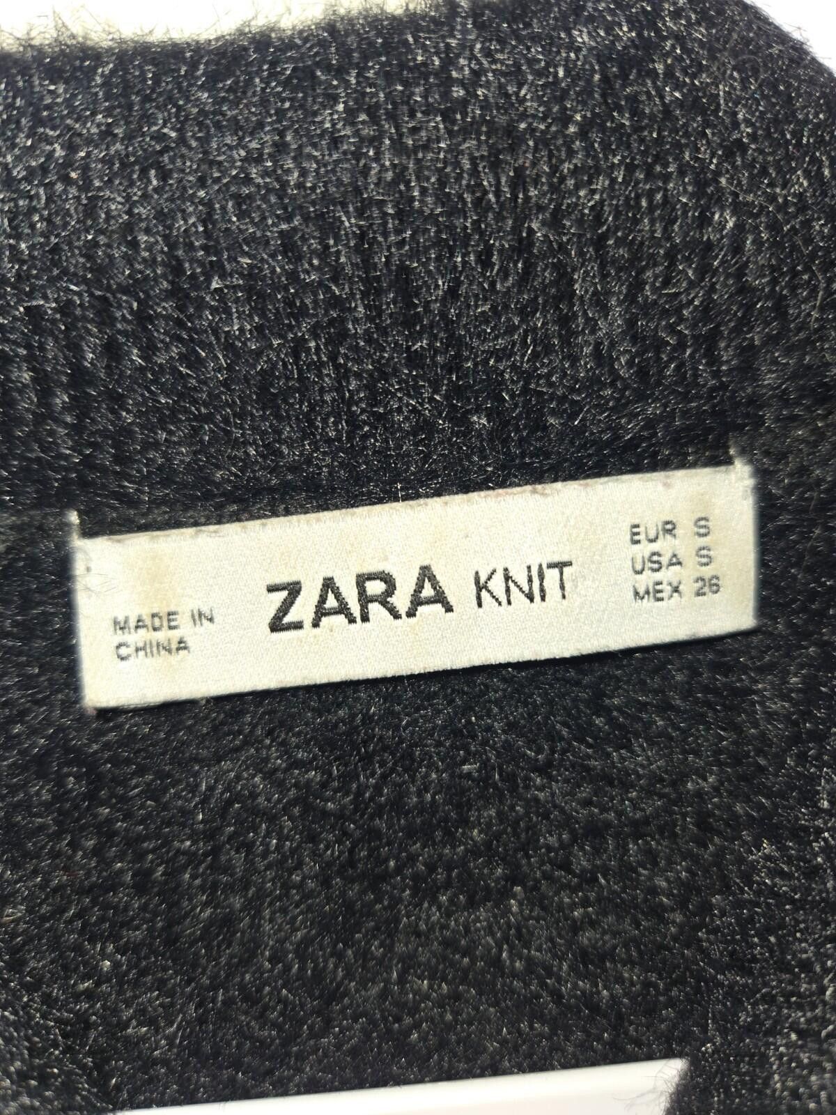 Zara Zara Knit Black Polo Sweater Long Sleeve Button Cropped Size S / US 4 / IT 40 - 3 Thumbnail
