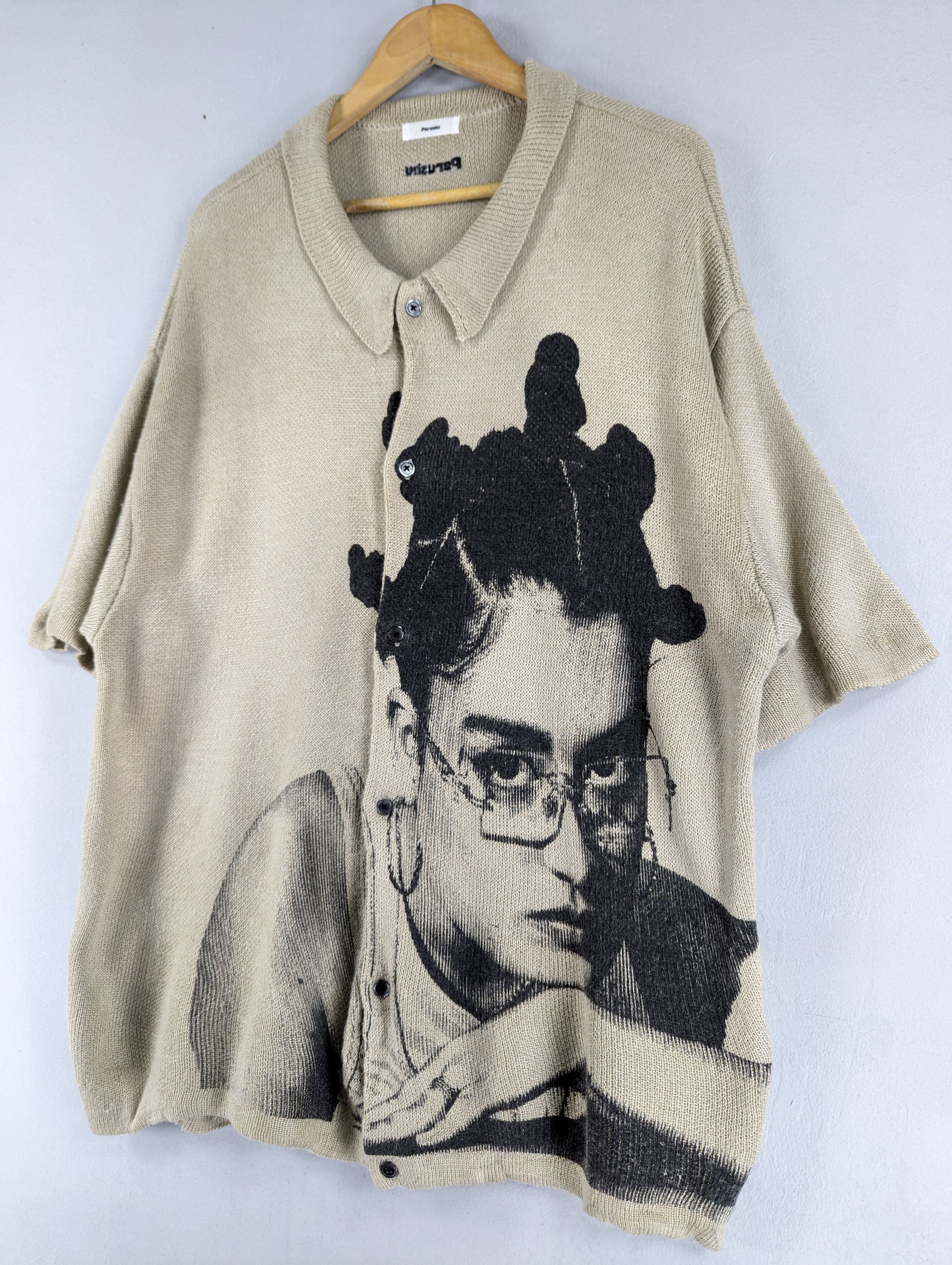 Japanese Brand Perushu Photo Print Acrylic Knit Short Sleeve Button Ups Size US L / EU 52-54 / 3 - 2 Thumbnail