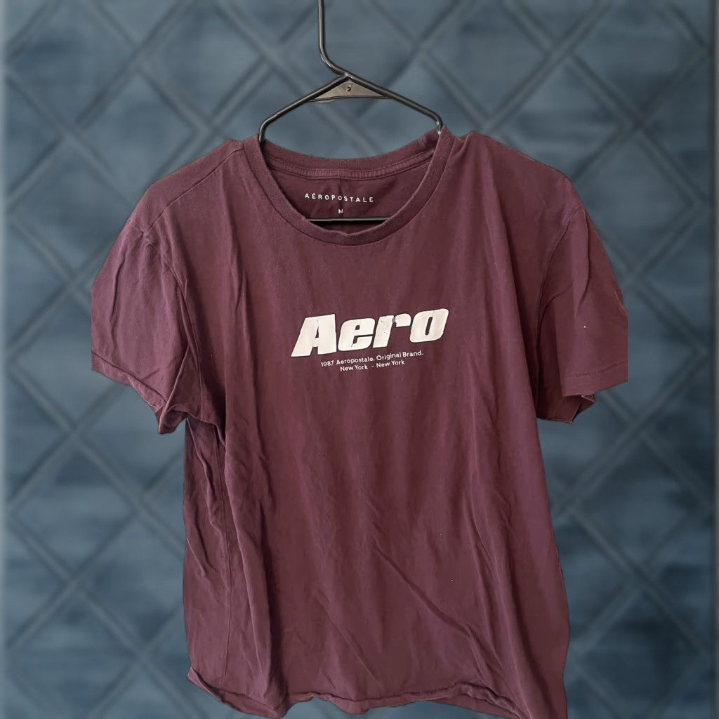 Aeropostale VINTAGE Aeropostale Logo Graphic T-Shirt Men Medium Maroon Casual Short Sleeve Designer 2000s Size US M / EU 48-50 / 2 - 1 Thumbnail
