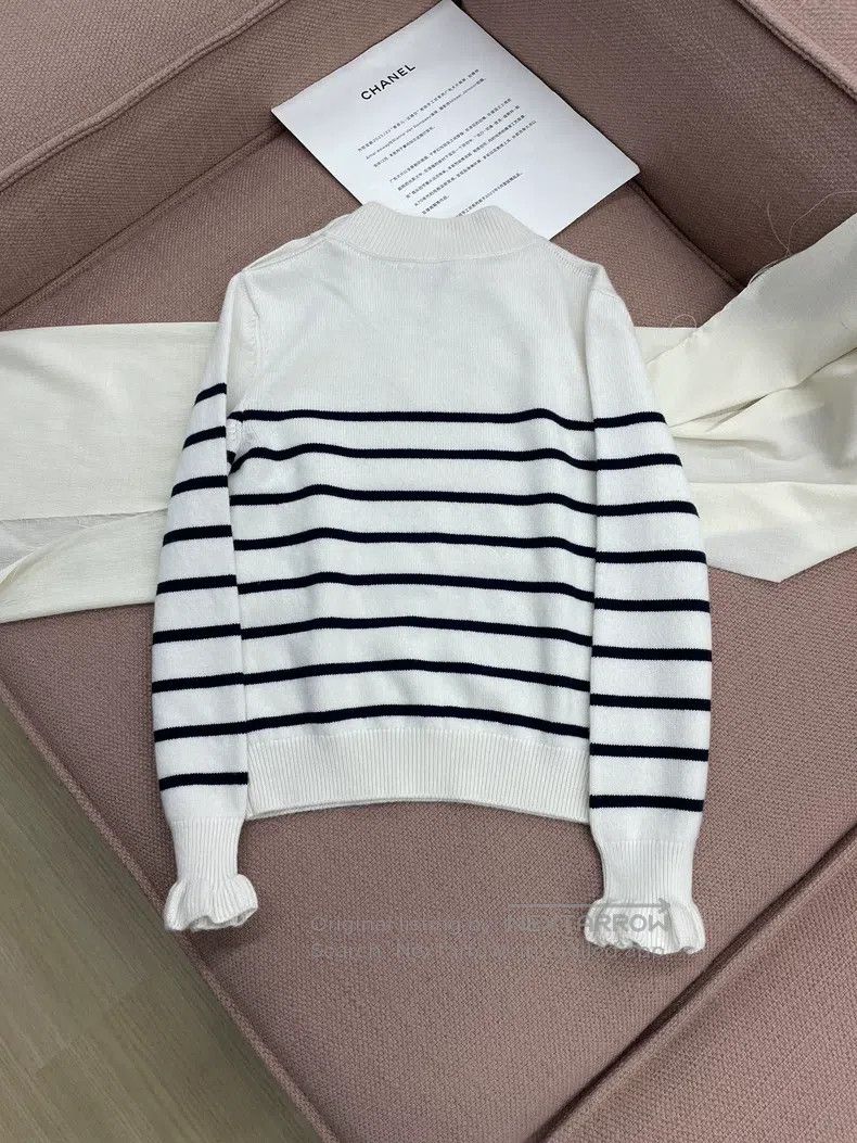 Chanel Chanel Striped large logo knitted sweater long sleeves Size XXS / US 00 / IT 34 - 3 Thumbnail