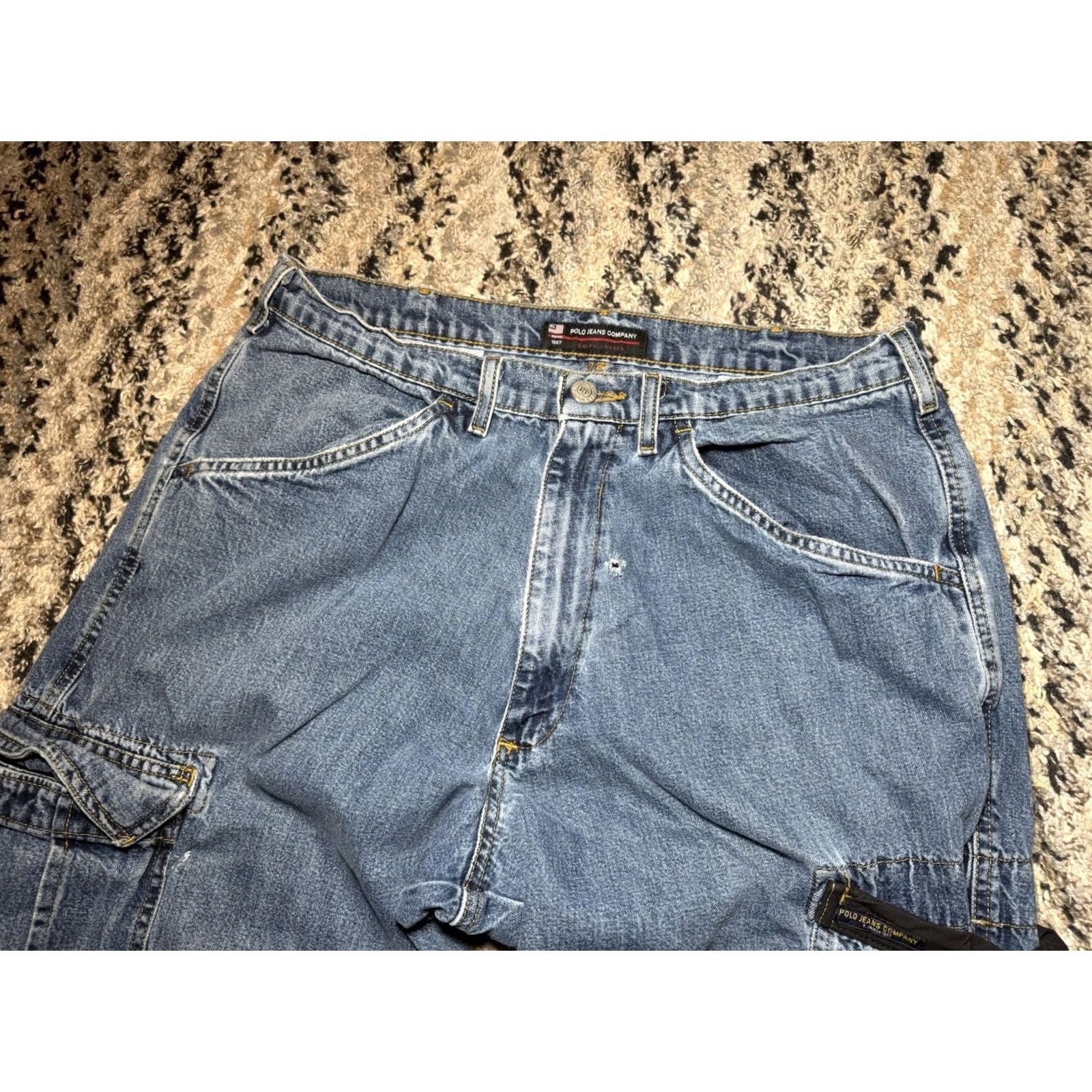 Polo Ralph Lauren VINTAGE Polo Jeans Co Ralph Lauren Mens 32x34 Cargo Bungee Military Y2K Baggy Wide Jeans Size US XS / EU 42 / 0 - 6 Thumbnail