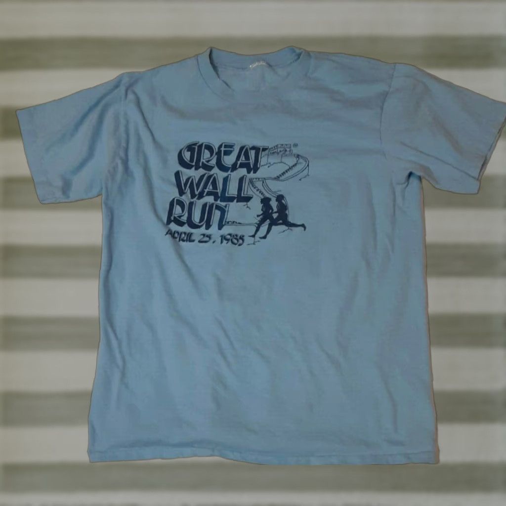 Greats VINTAGE Great Wall Run T-Shirt Blue S Men Short Sleeve 80s 1985 Mens Size US S / EU 44-46 / 1 - 1 Thumbnail