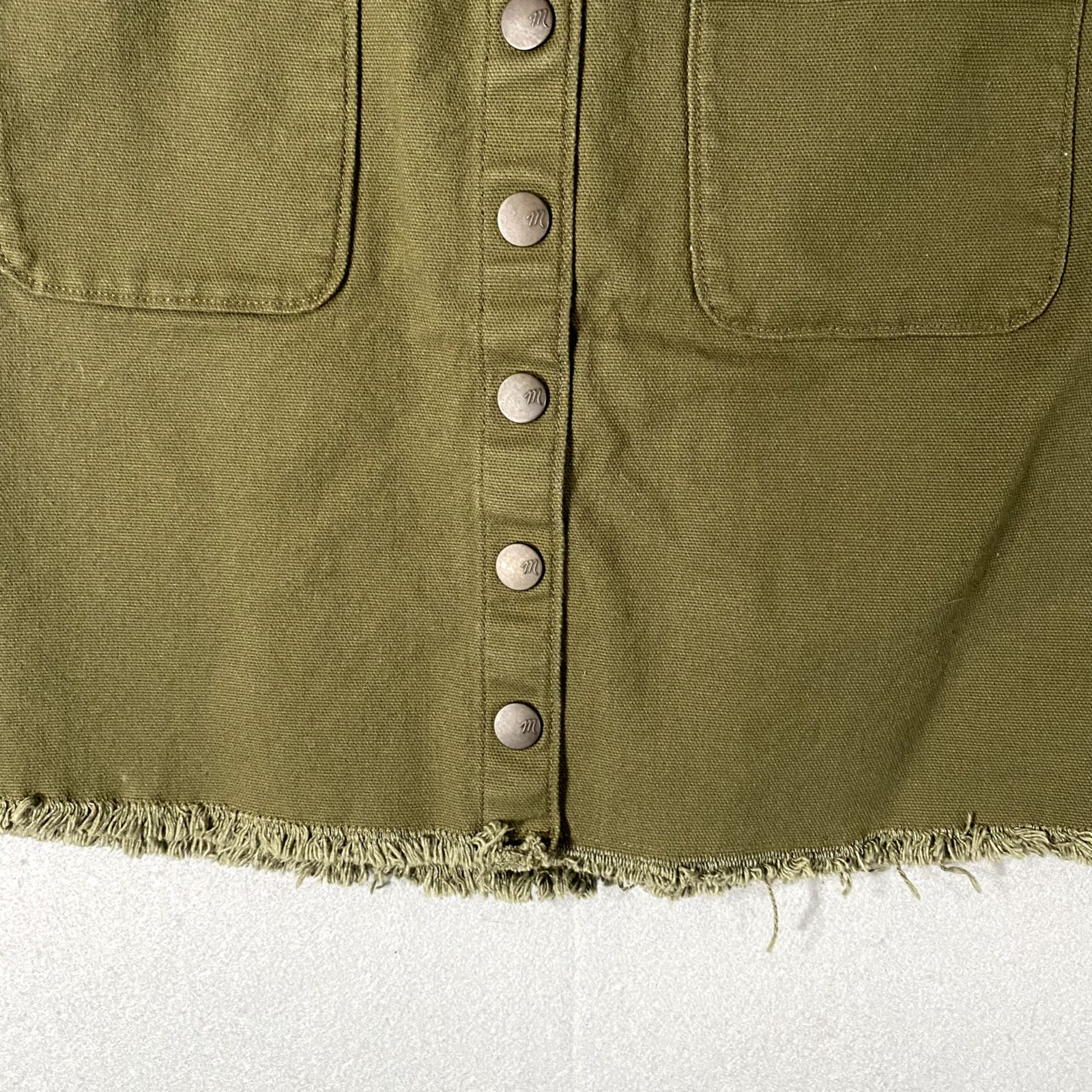 Madewell Madewell A Line Mini Button Up Raw Hem Green Skirt Womans 2 Size 26" / US 2 / IT 38 - 3 Thumbnail