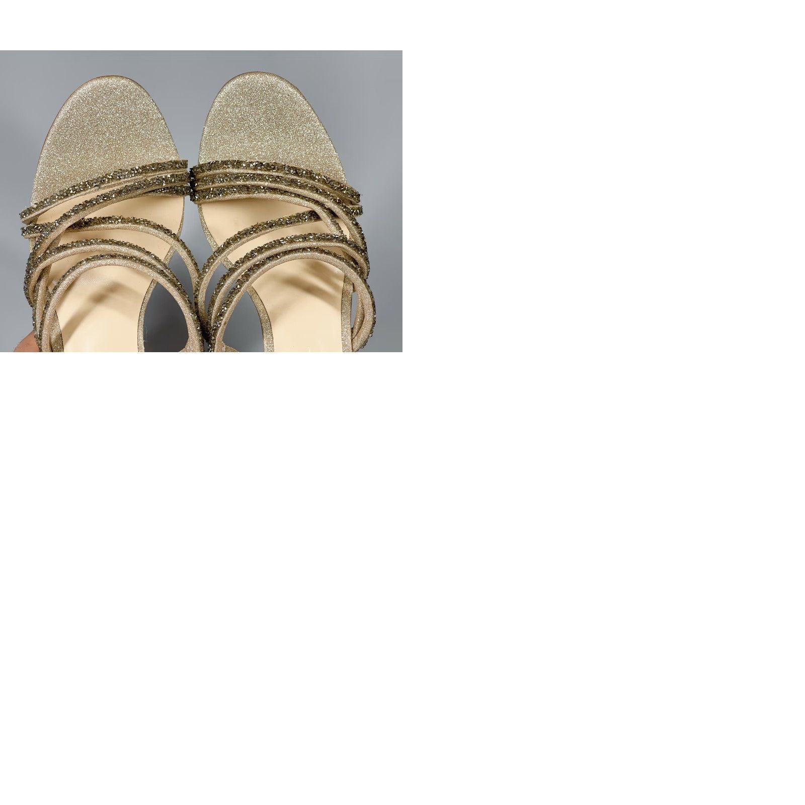 Jessica Simpson Jessica Simpson Colley Womens Sandal M Beige 9.5 High Wedge Glitter Bling 90s? Size US 10 / IT 40 - 9 Thumbnail