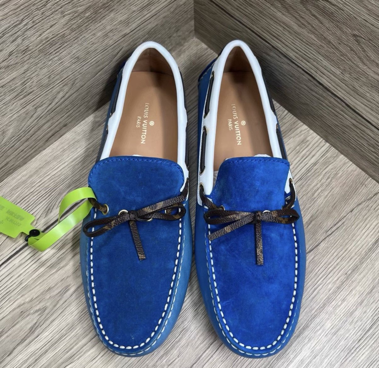 Louis Vuitton Louis Vuitton Arizona Moccasin White Blue Brown Loafers J41 Size US 8 / EU 41 - 4 Thumbnail