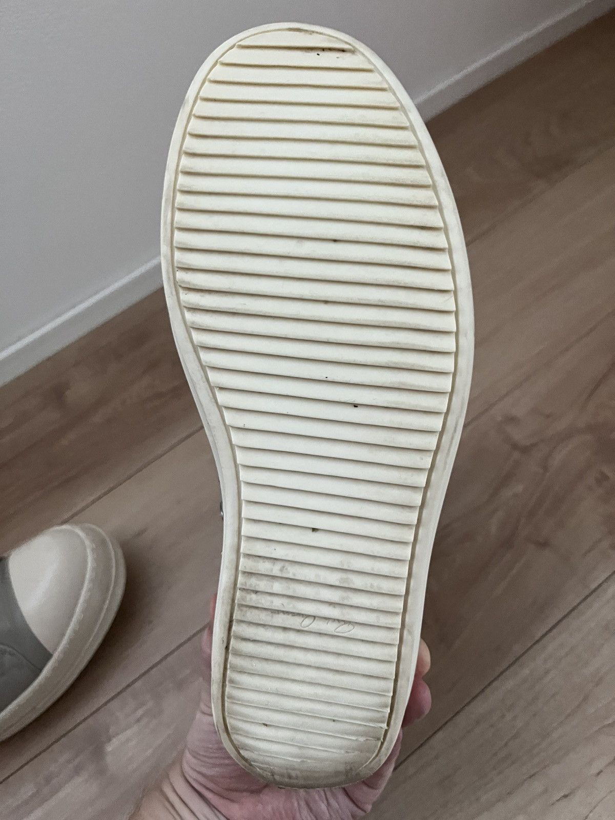 Rick Owens High-Top Leather Sneakers Pearl/Milk Size US 10 / EU 43 - 6 Thumbnail