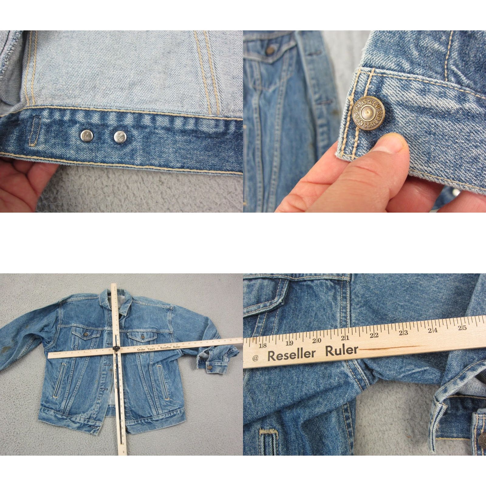 Levi's VINTAGE Levi's Trucker Jacket Mens L Blue Denim Button Regular 80s 90s Casual Workwear Jeans Style Bomber Jacket Boys Mens Size US 33 - 8 Thumbnail