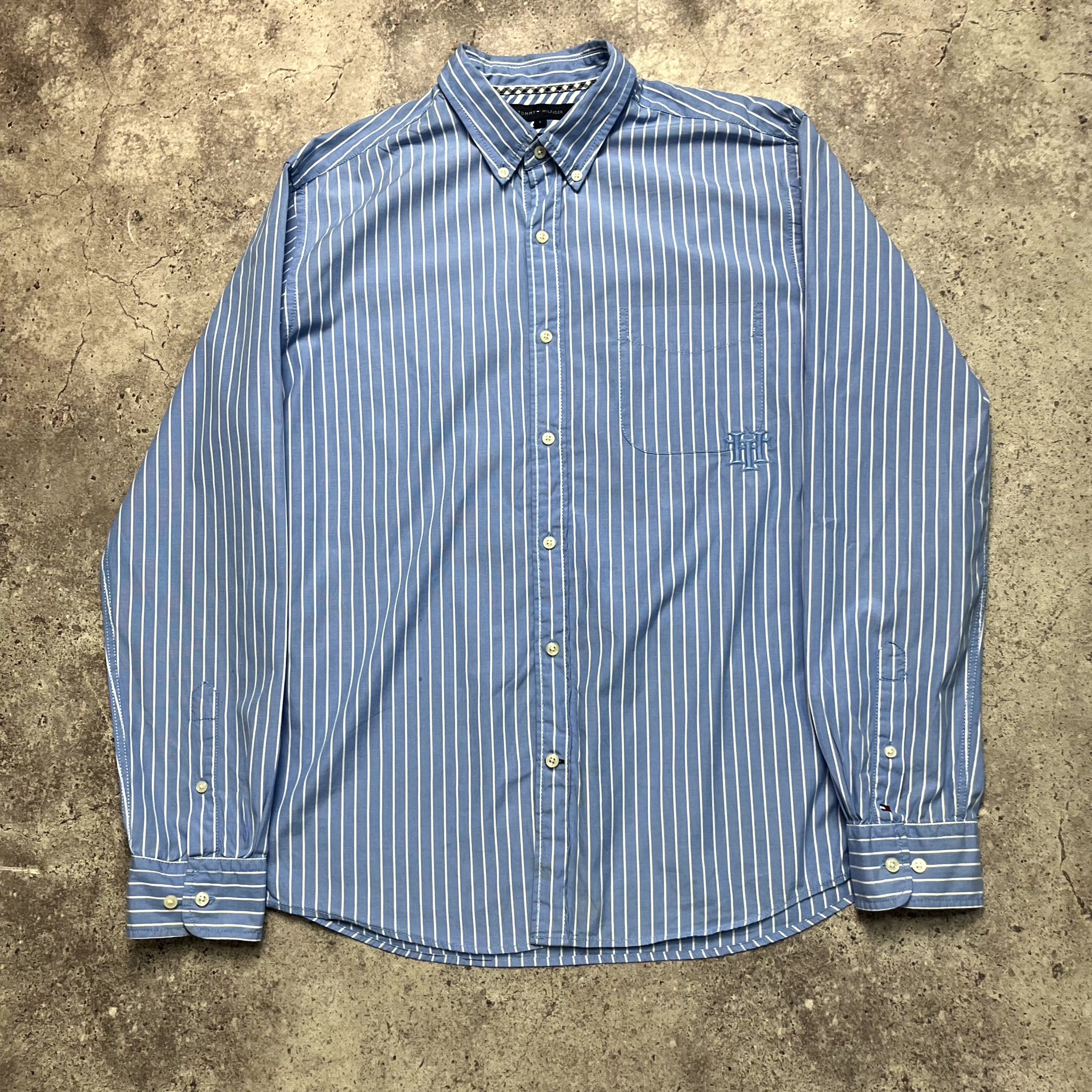 Tommy Hilfiger Tommy Hilfiger Blue Shirt Striped Button Down Cotton Size L Size US L / EU 52-54 / 3 - 1 Thumbnail