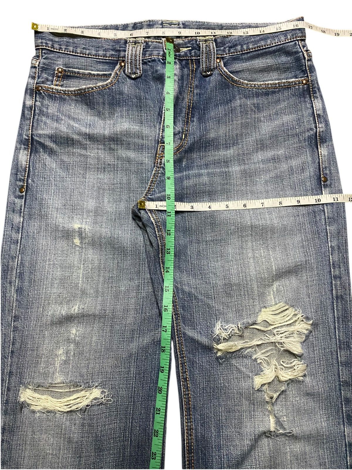 14th Addiction Vintage Japanese Brand X2083T Distressed Baggy Jeans Size US 33 - 13 Thumbnail