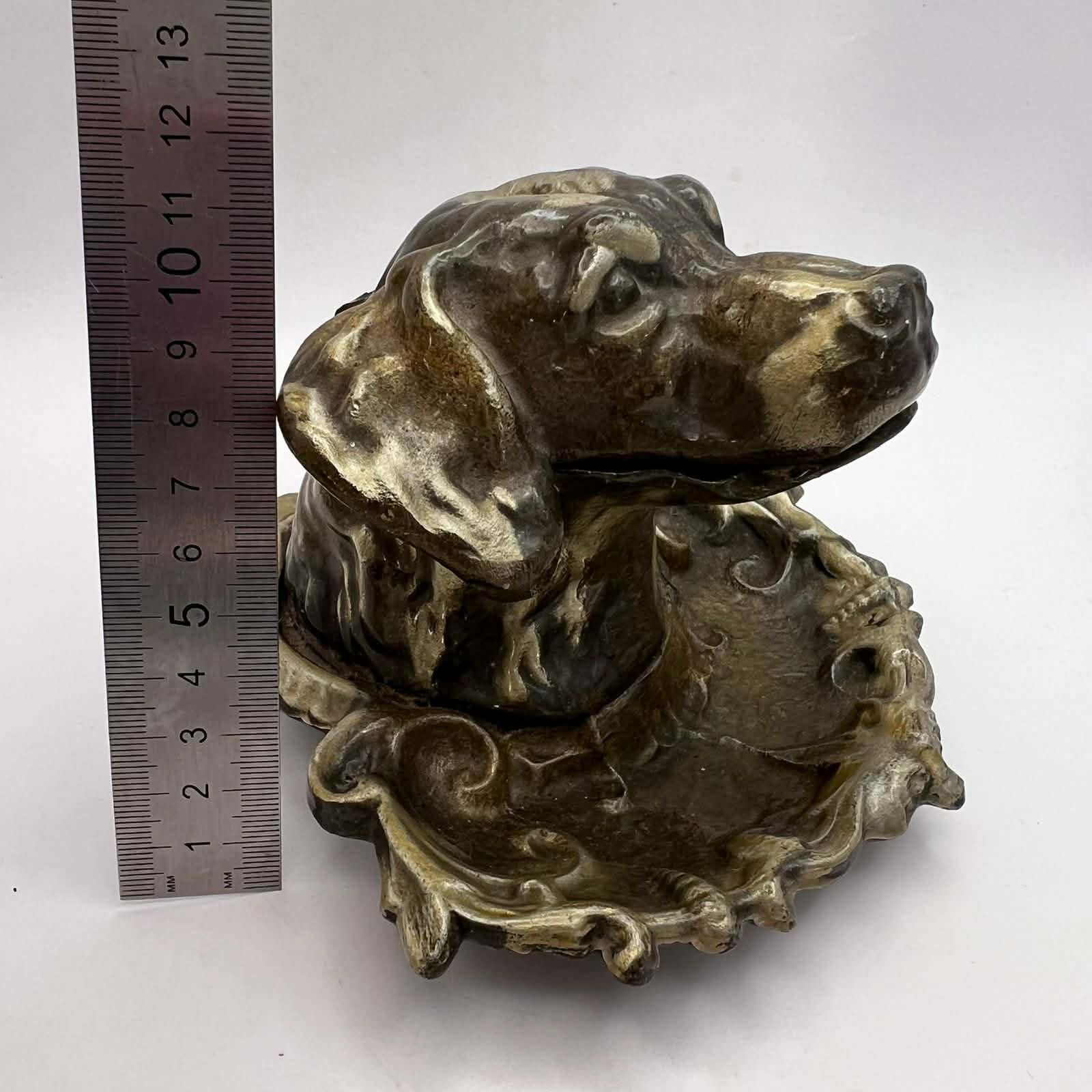 Vintage Heavy Vintage Brass Dog Head Ashtray Sculptural Size ONE SIZE - 10 Thumbnail
