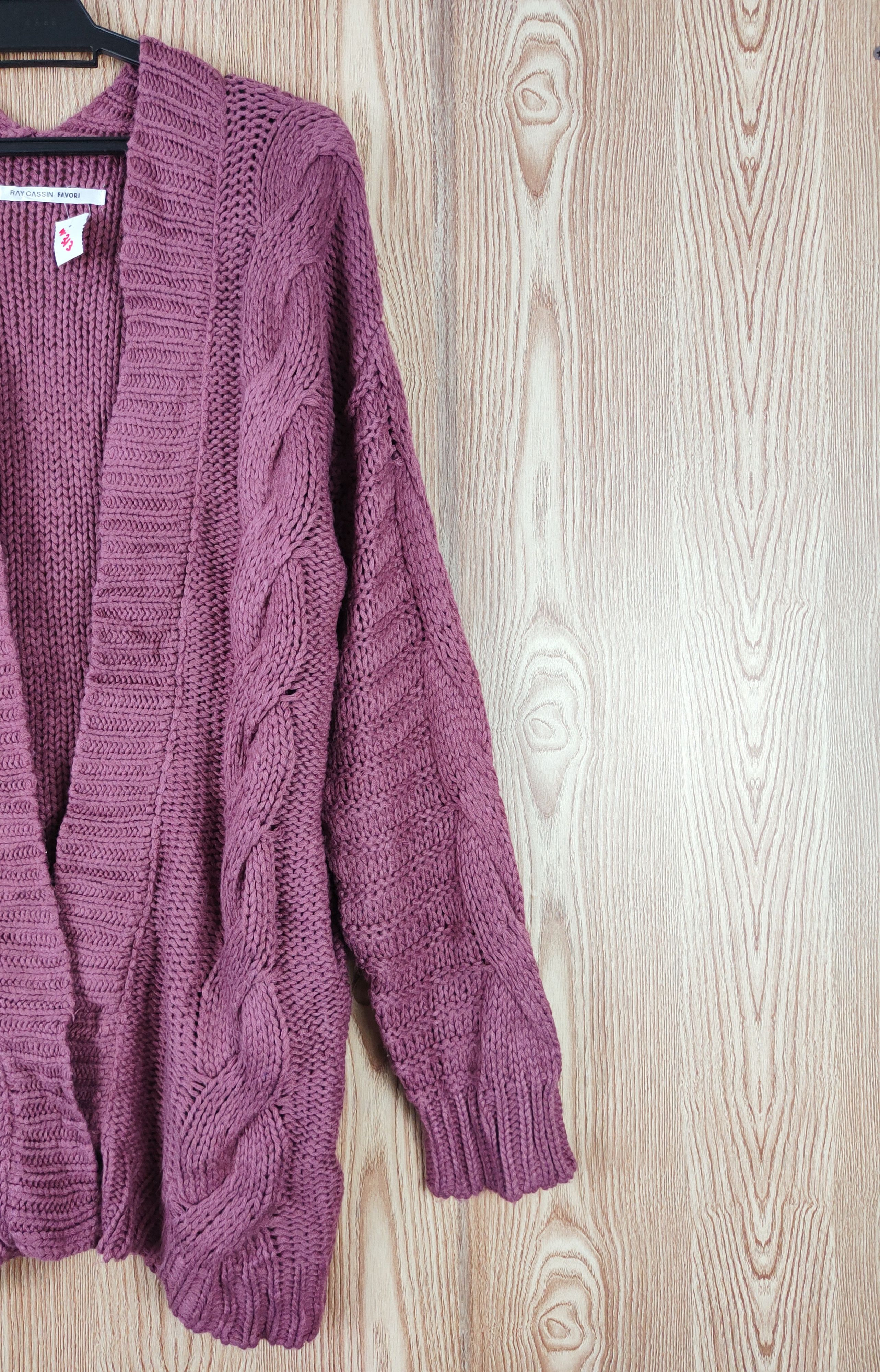 Japanese Brand Ray Cassin Favori Magenta cable Knitwear Cardigan #W313 Size L / US 10 / IT 46 - 5 Thumbnail