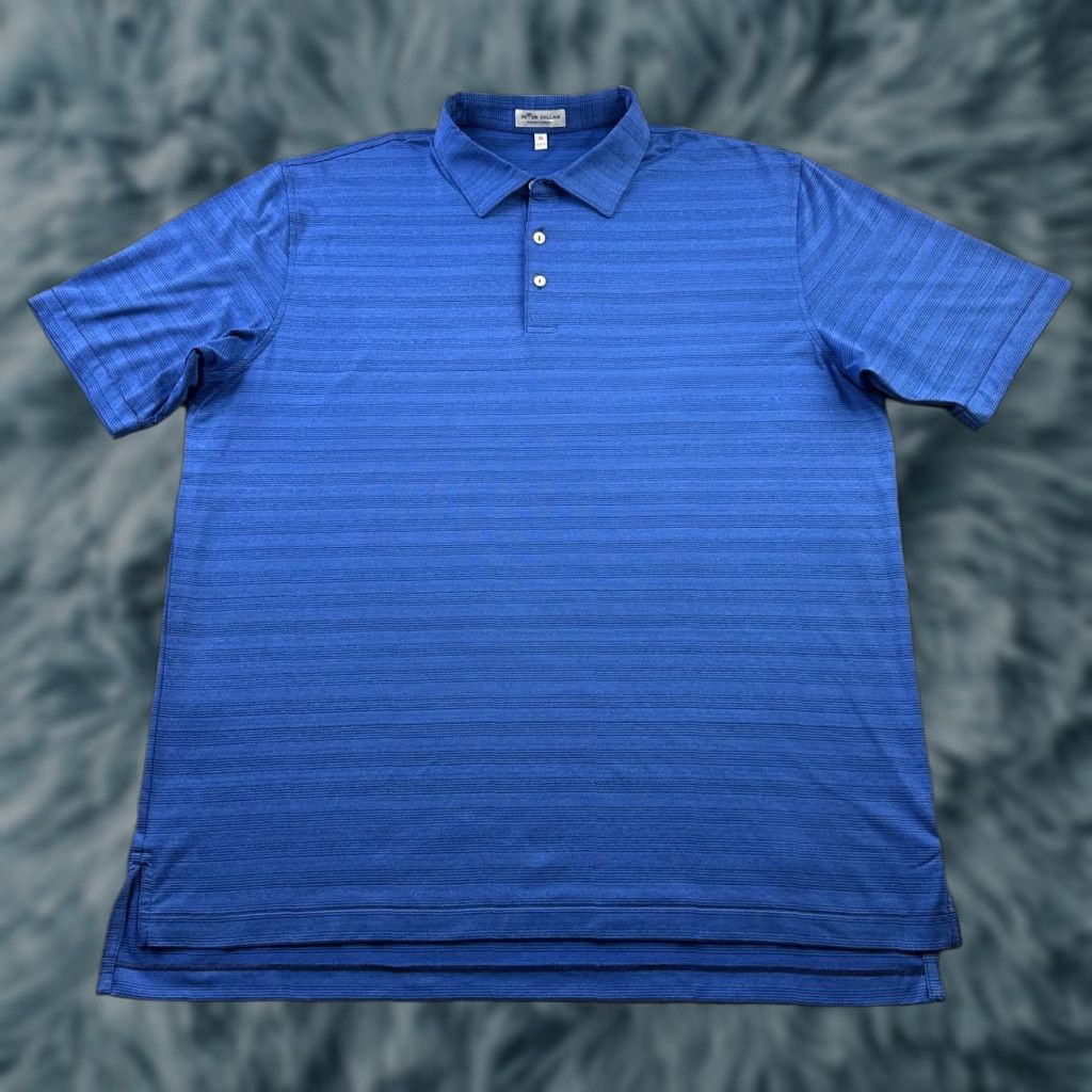Peter Millar Peter Millar Polo Shirt Mens XL Blue Striped Polo Shirt Summer Comfort Casual Golf Size US XL / EU 56 / 4 - 1 Thumbnail