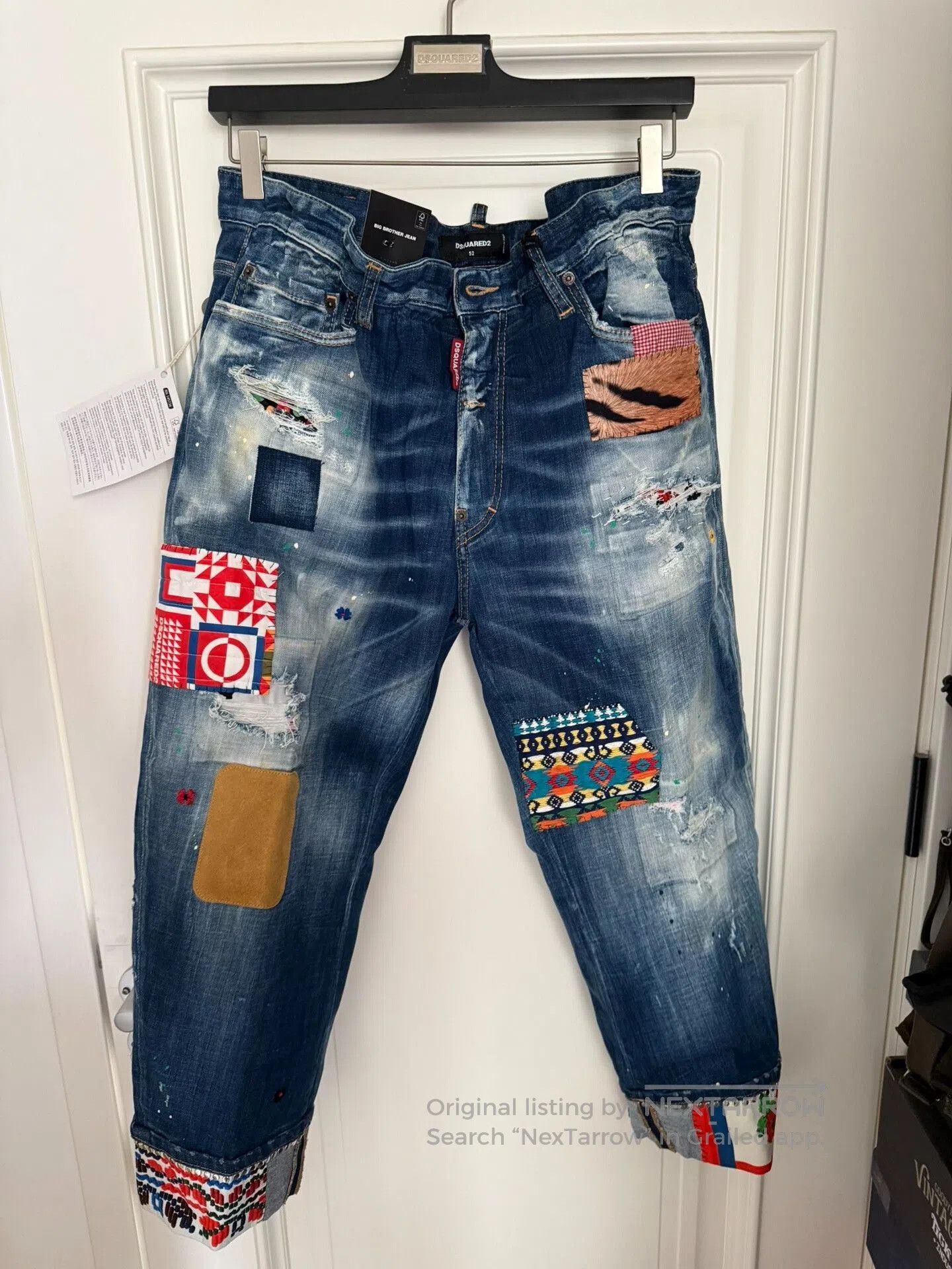 Dsquared2 Kogin Pants with Floral Stitching in Blue. Size US 34 / EU 50 - 1 Thumbnail