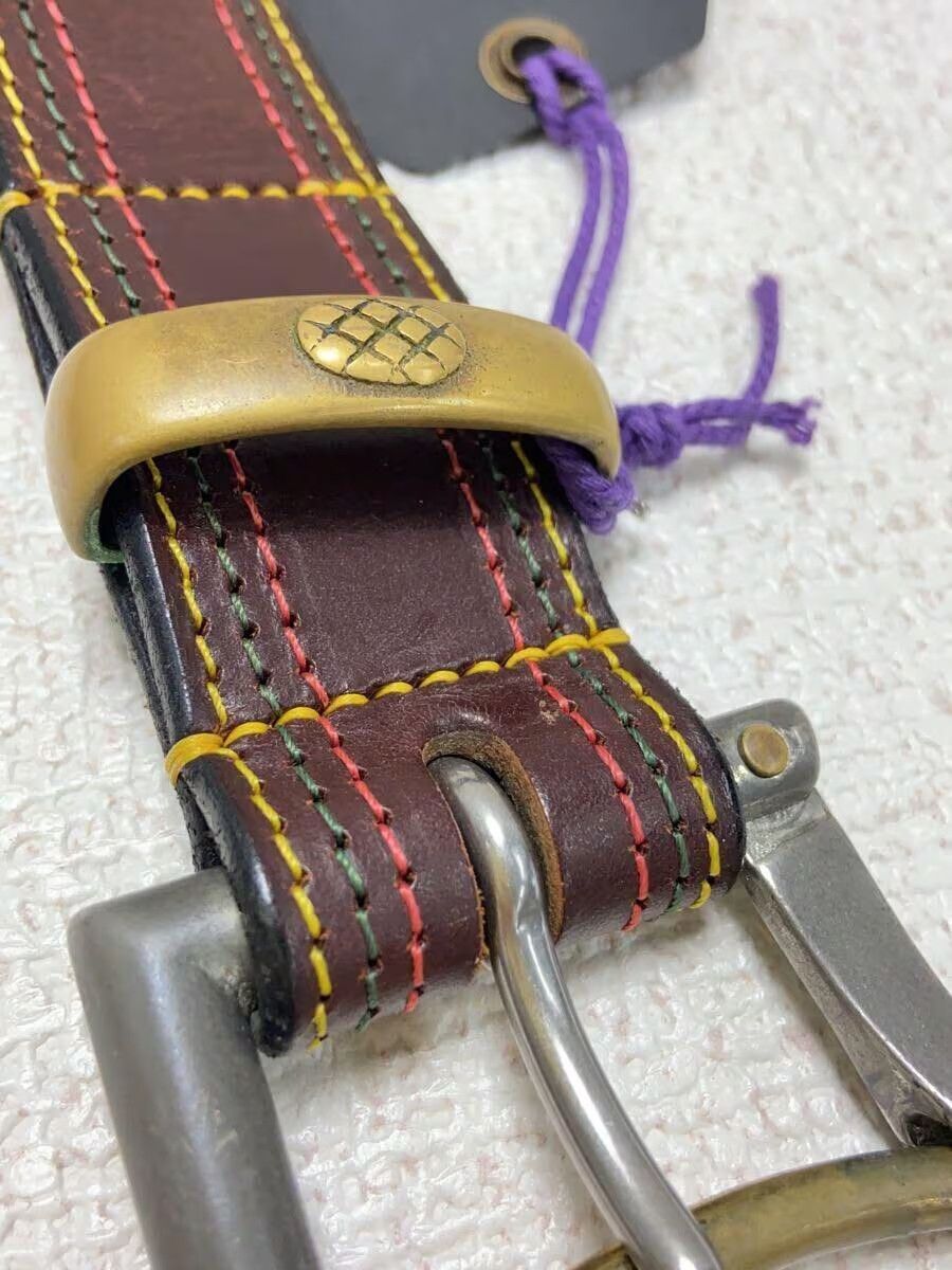 Needles Contrast Stitch Quick Release Buckle Leather Belt Size ONE SIZE - 3 Thumbnail