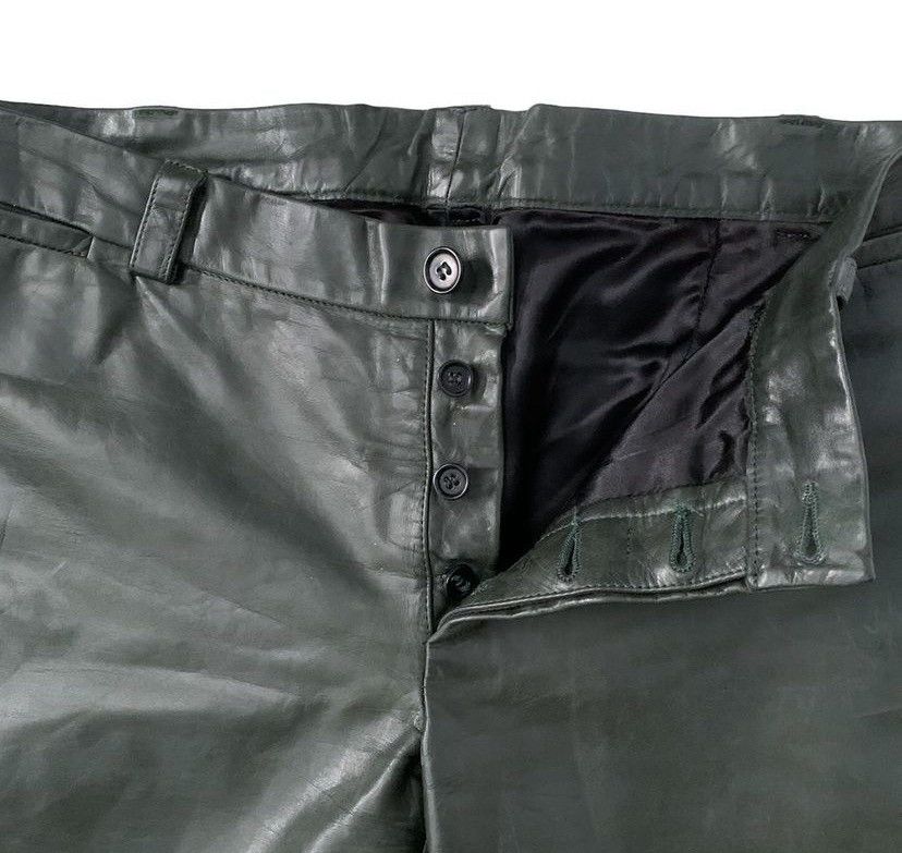 Costume National Costume National Homme Moss Green Leather Pants Size US 31 - 4 Thumbnail