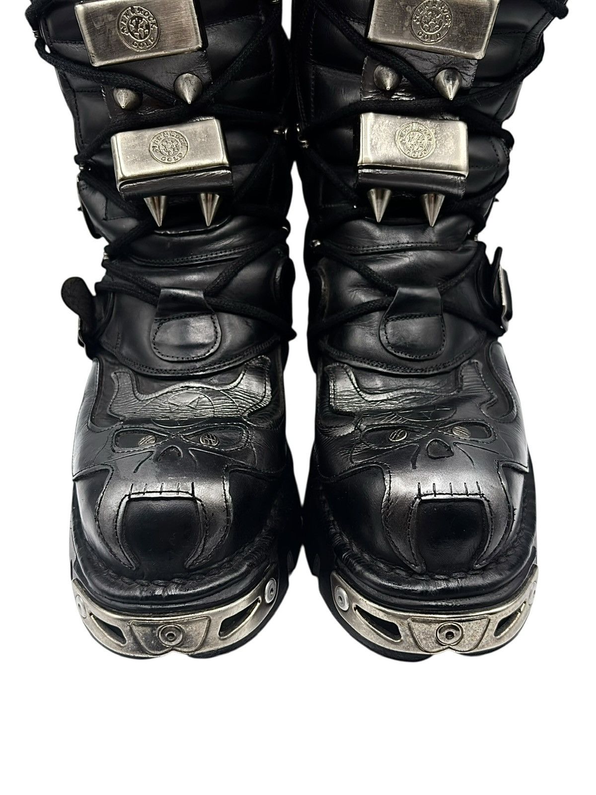 Vintage New Rock Knee High Demon Reactor Boots Size 42 in Black, Men's (Size 9) — image 3 of 6