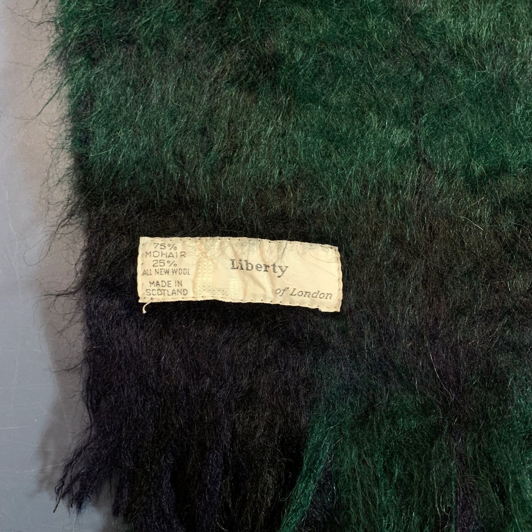 Liberty London VINTAGE Liberty Of London Mohair Wool Scarf Tartan Plaid Scotland 68x20 Green Fringe Wool Scarf Womens 68 in 20 in Size ONE SIZE - 3 Thumbnail
