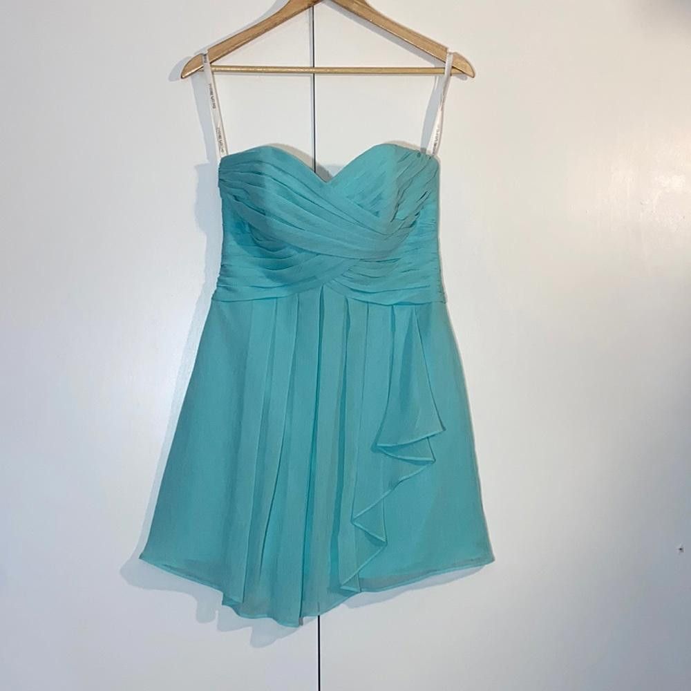 Designer David’s Bridal l Crinkle Chiffon Sweetheart Dress Size 2 Size XS / US 0-2 / IT 36-38 - 2 Thumbnail