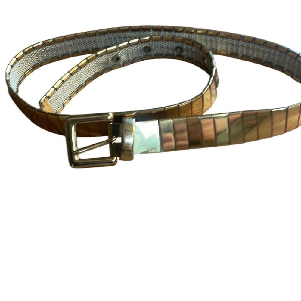Vintage 70s 80s Vintage Gold Block Chain Stretchy Belt Small Size ONE SIZE - 1 Thumbnail