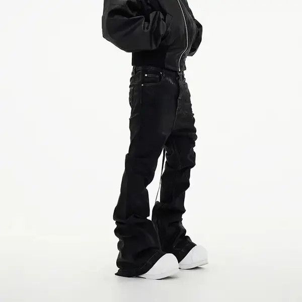 VIBE Street Vintage Rock Brushed Wax Coated Micro Flare Y2K Jeans Size US 34 / EU 50 - 5 Thumbnail