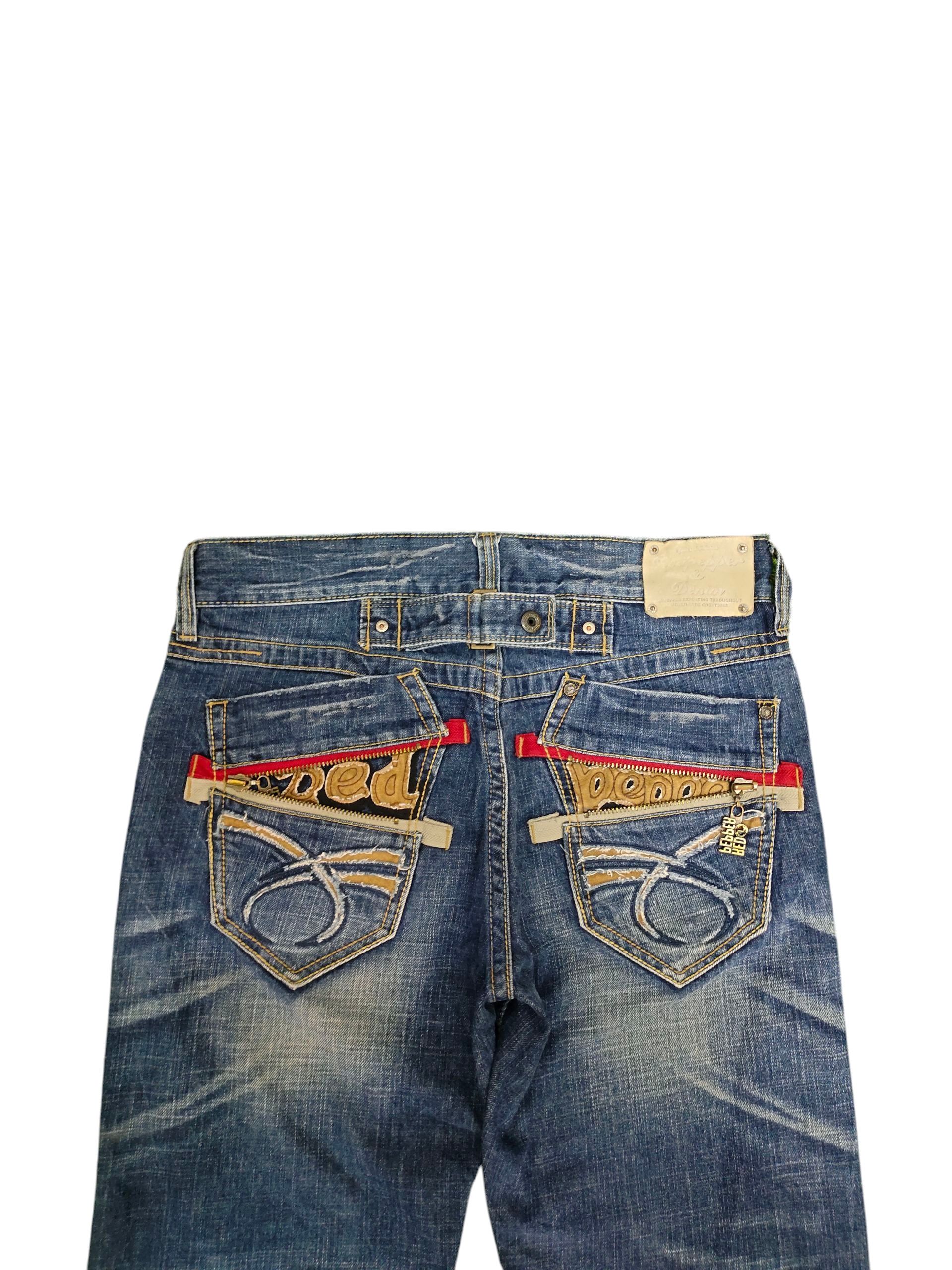 Comme des Garcons × Undercover Vintage 2000s Red Pepper Leather Trim Clawmark Denim Jeans Size US 34 / EU 50 - 2 Thumbnail