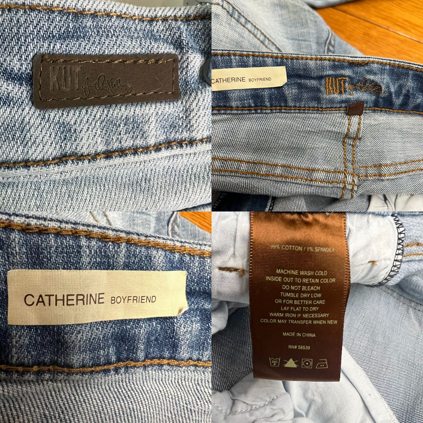 Vintage VINTAGE KUT from the Kloth Boyfriend Jeans Women's Size 6 Blue High-Rise Distressed 5-Pocket 32X31 Size 28" / US 6 / IT 42 - 8 Thumbnail