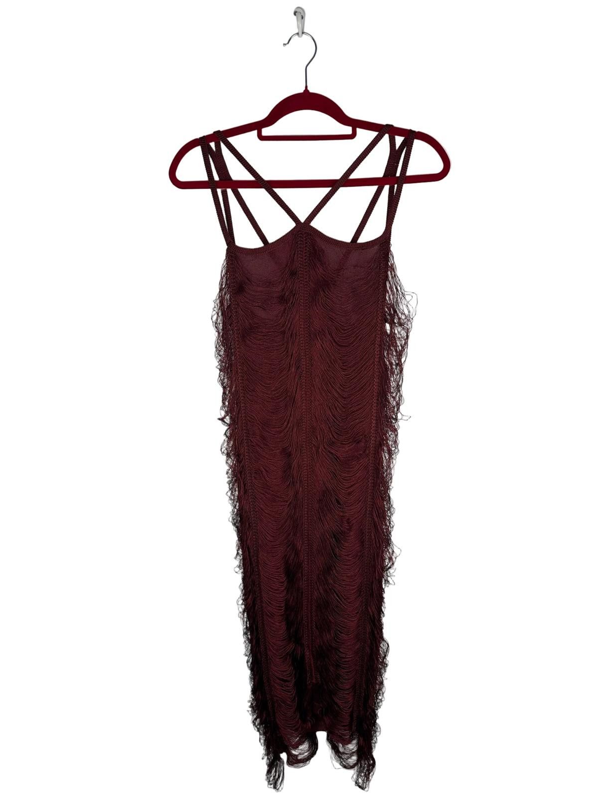 Jean Paul Gaultier Jean Paul Gaultier Maille Femme Burgundy Fringe Dress Size L / US 10 / IT 46 - 4 Thumbnail