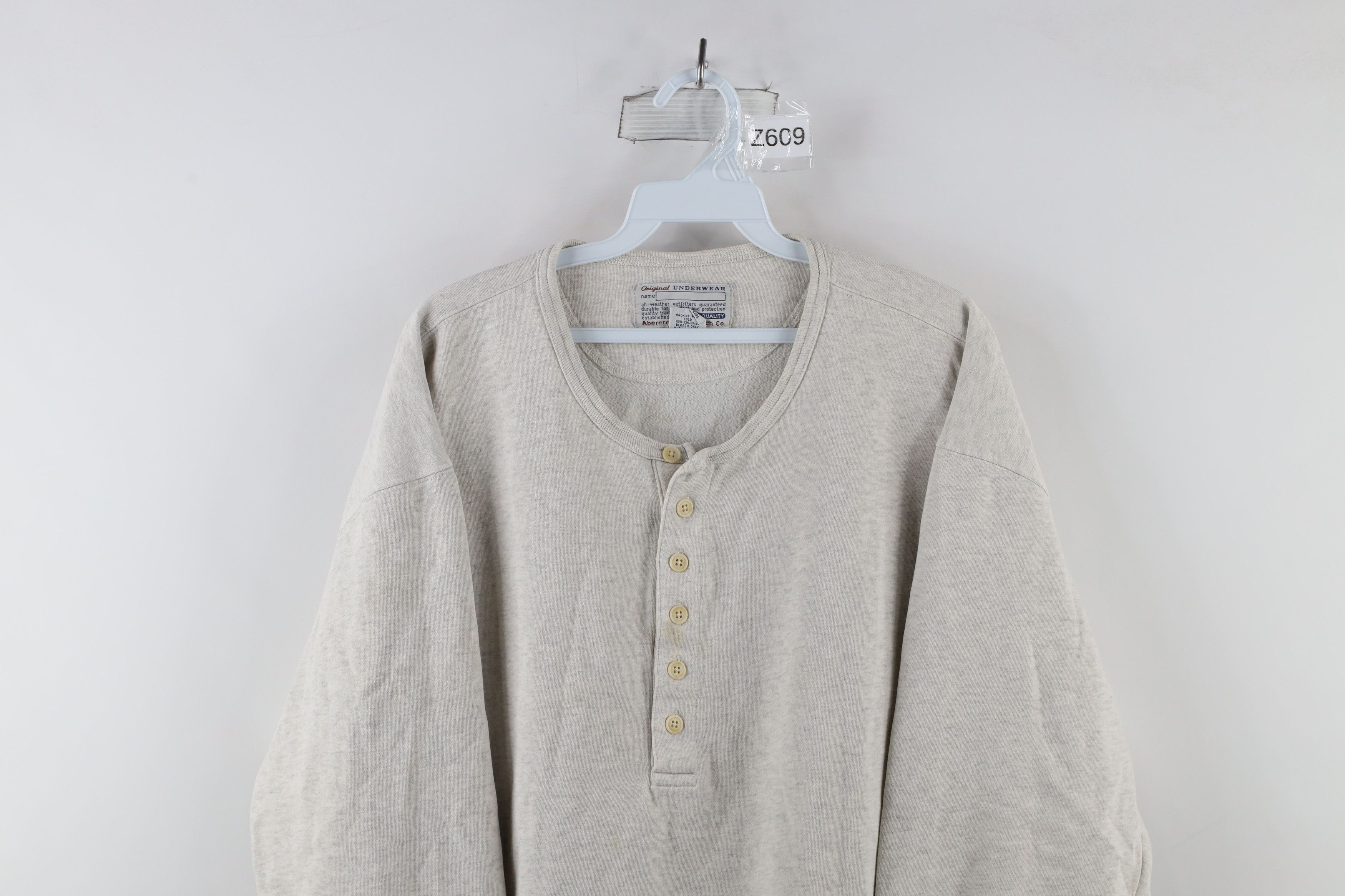 Abercrombie & Fitch Vintage 90s Abercrombie & Fitch Blank Henley Sweatshirt Gray Size US M / EU 48-50 / 2 - 2 Thumbnail