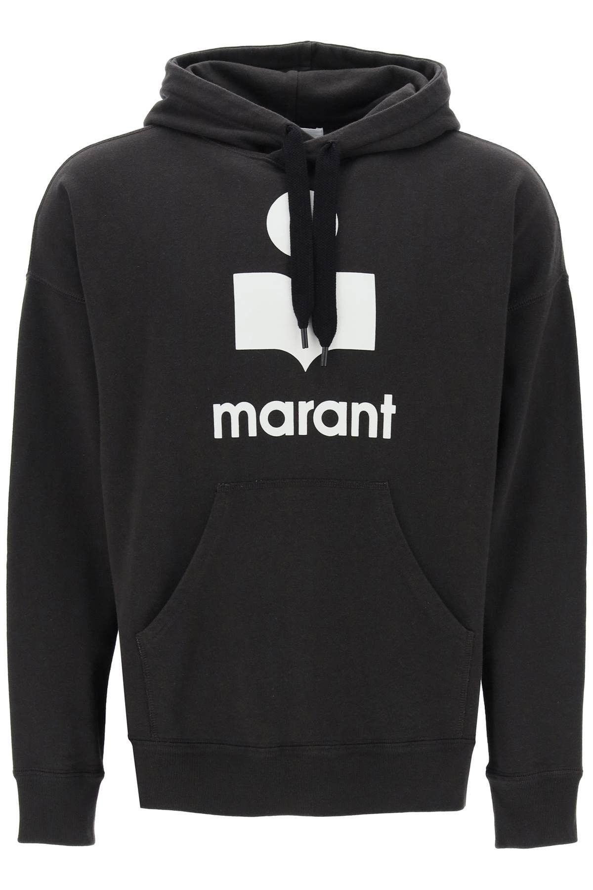 image of Isabel Marant Miley Flocked Logo Hoodie in Nero, Men's (Size Small)