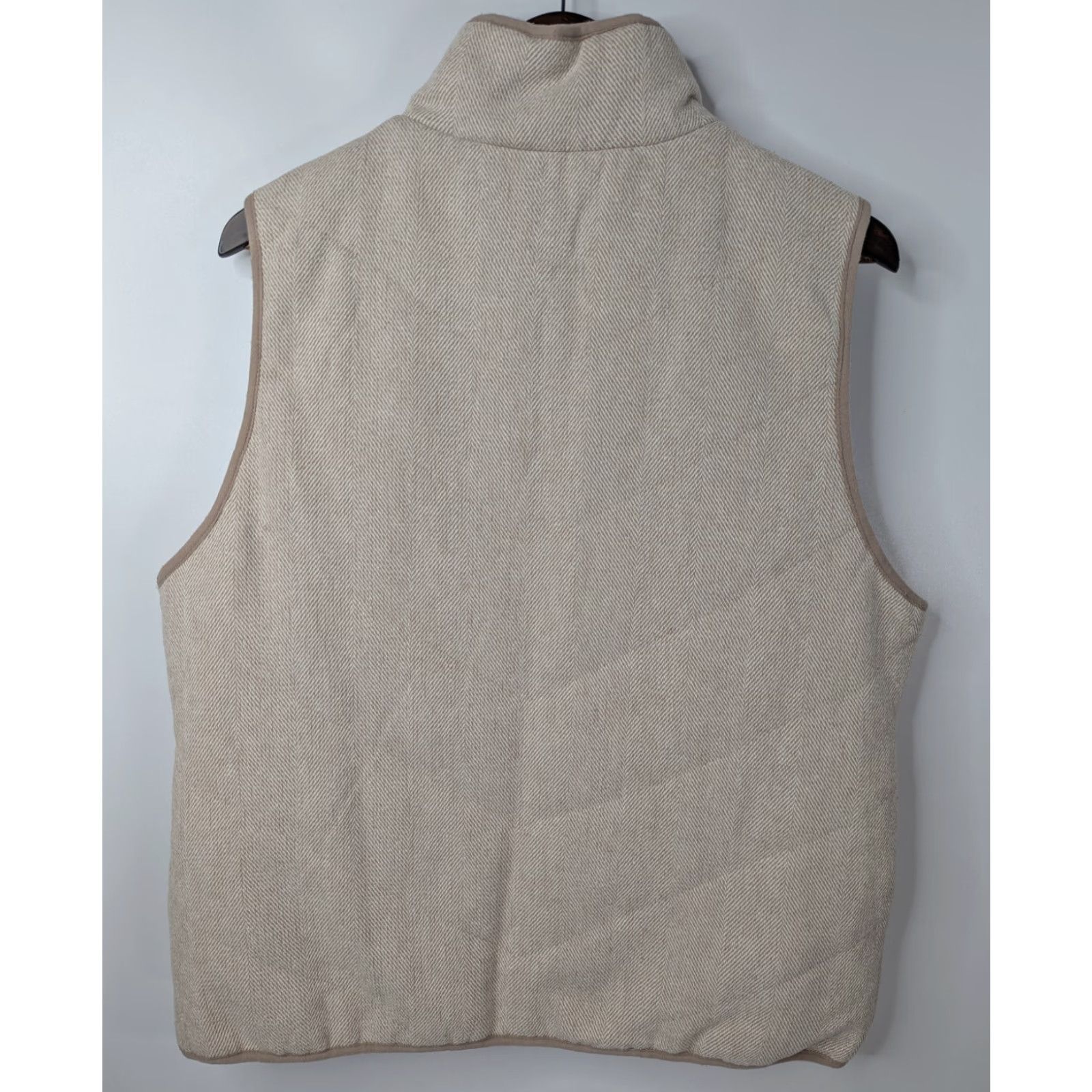 BKE VINTAGE BKE Vest Chevron Stripe Full Zip Tweed Insulated Cream Tan Beige Women's Large L Size L / US 10 / IT 46 - 2 Thumbnail